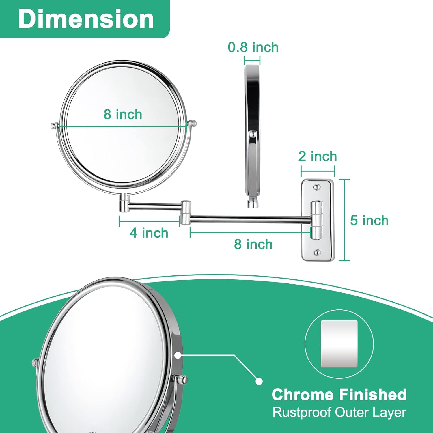 Decluttr 8-Inch Wall-Mounted Makeup Mirror