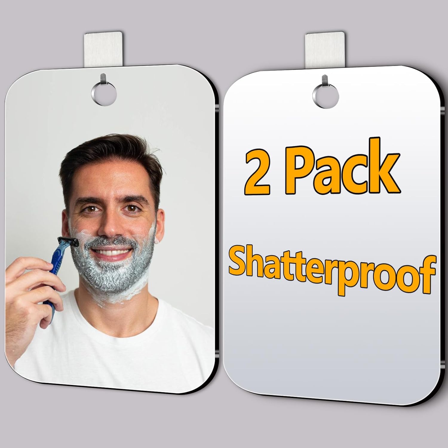 2-Piece Shatterproof Shower Mirrors - Compact Durable for Men Women