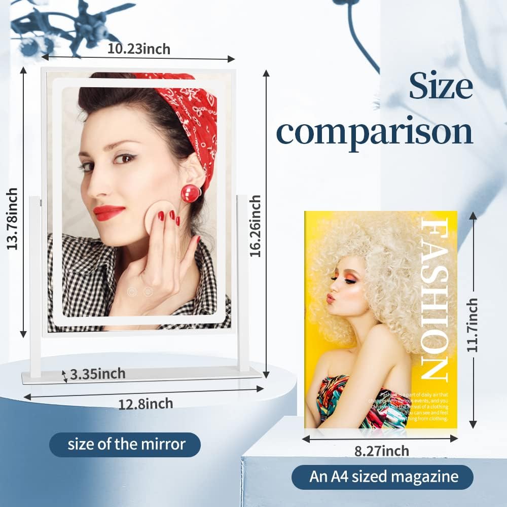 Lighted Makeup Mirror with 3 Colors White