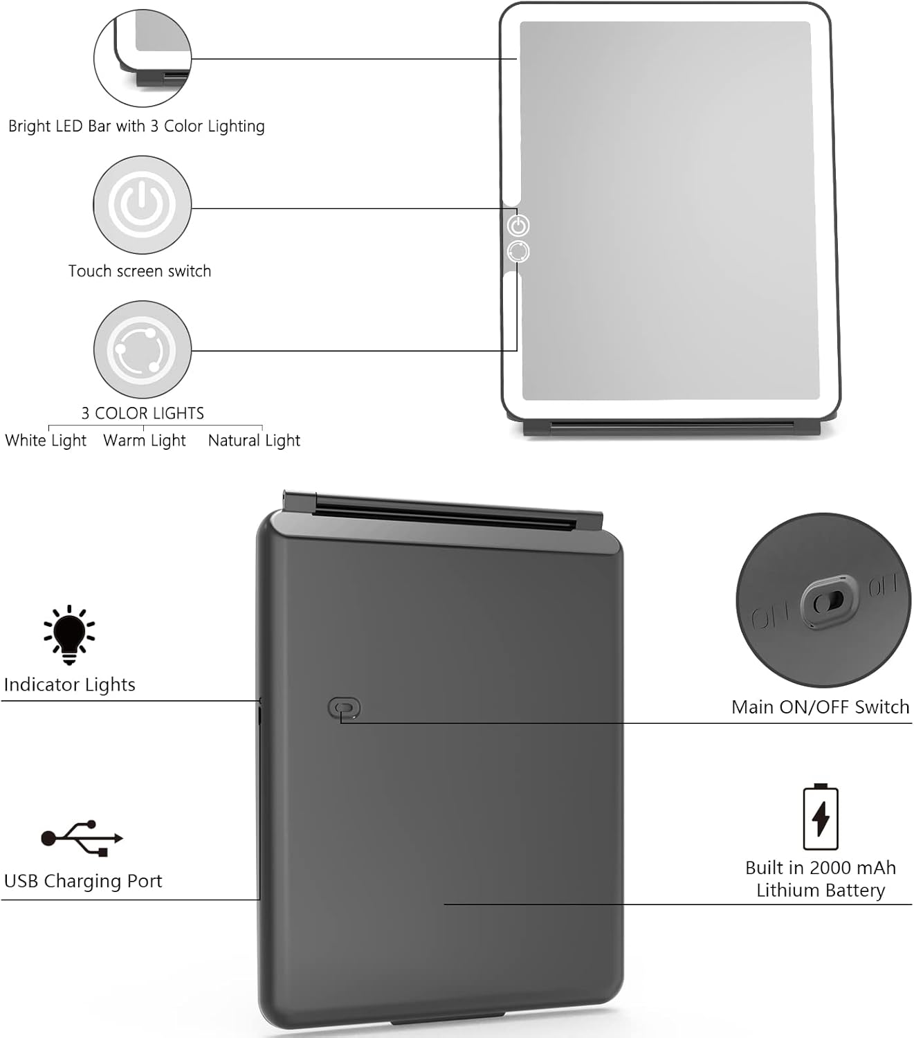 Weily Portable Travel Makeup Mirror