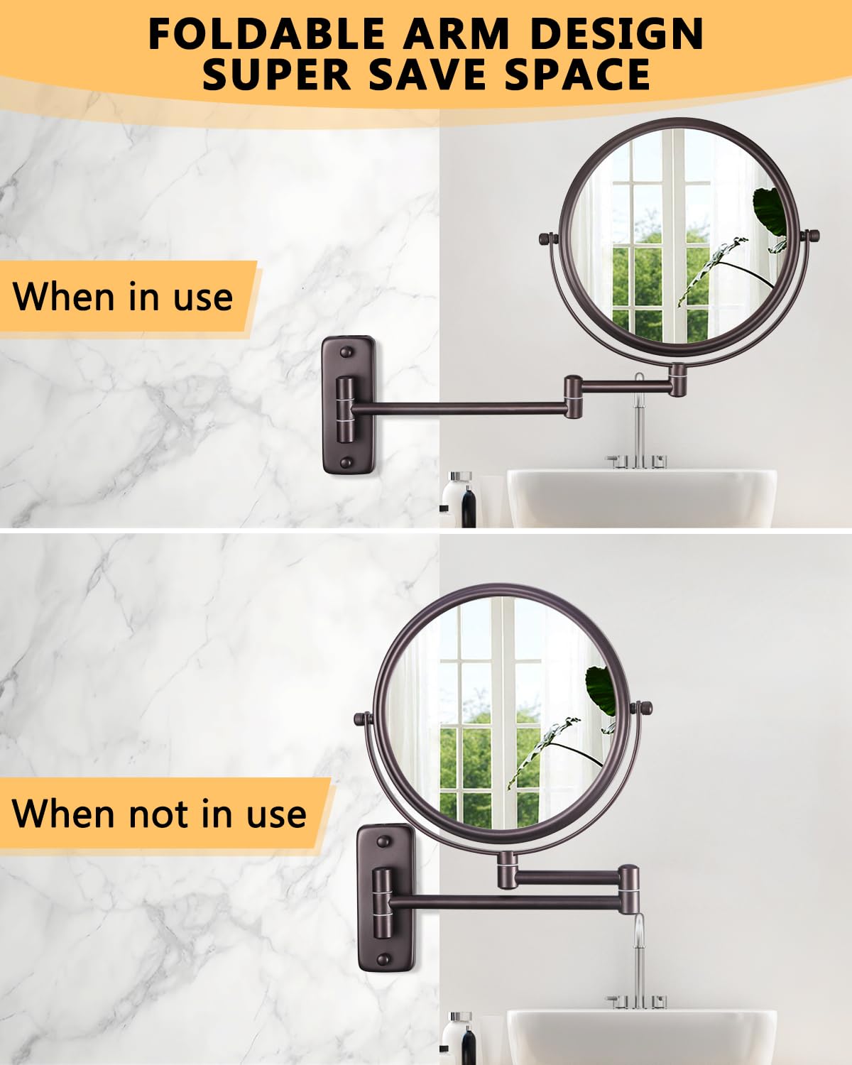 Decluttr 9-Inch Wall-Mounted Magnifying Mirror for Bathroom