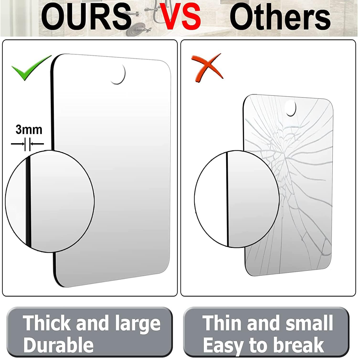 XoYo - Fog-Free Shower Mirror LargeSmall