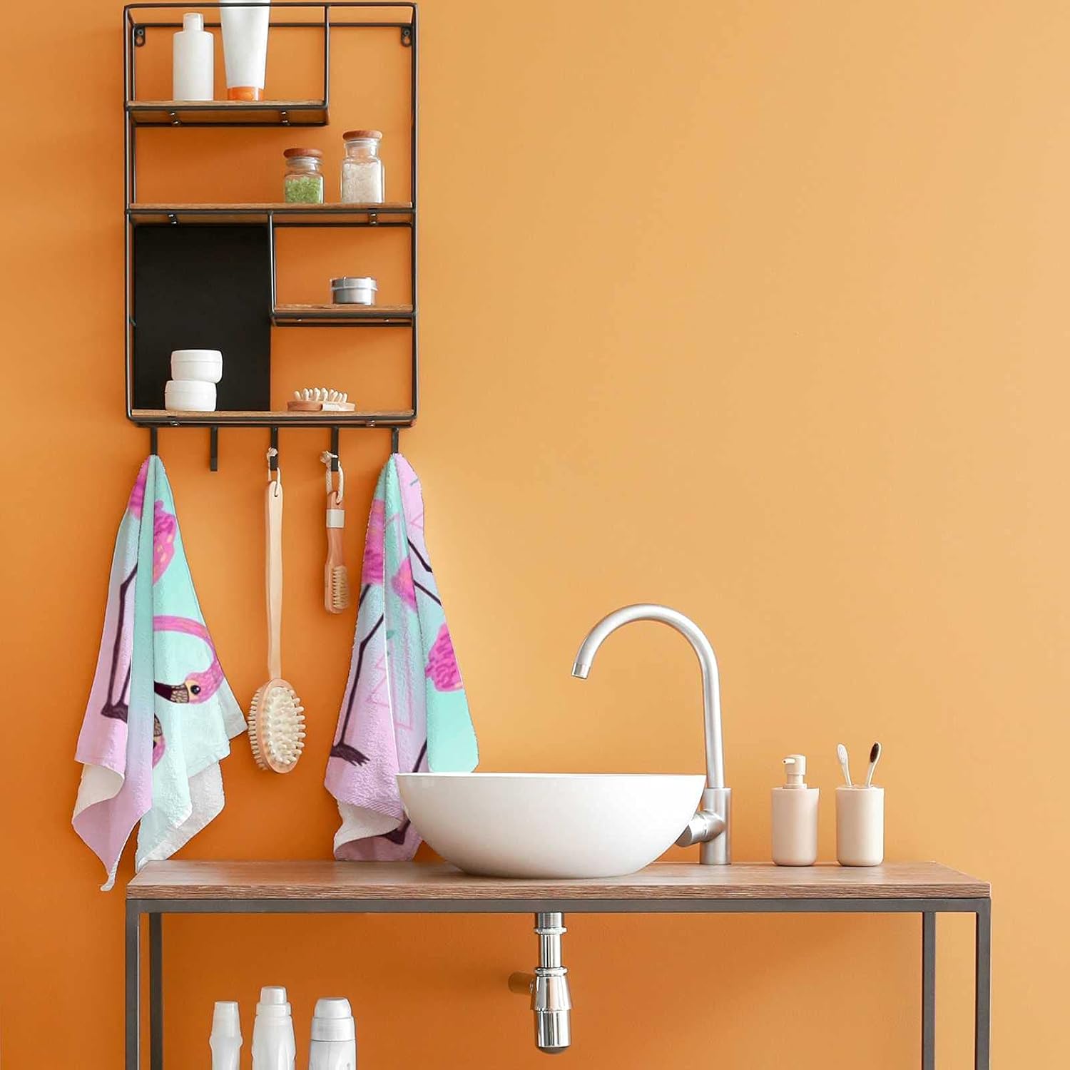 Rashu Fun Flamingo Bath Towel Set 30x15in