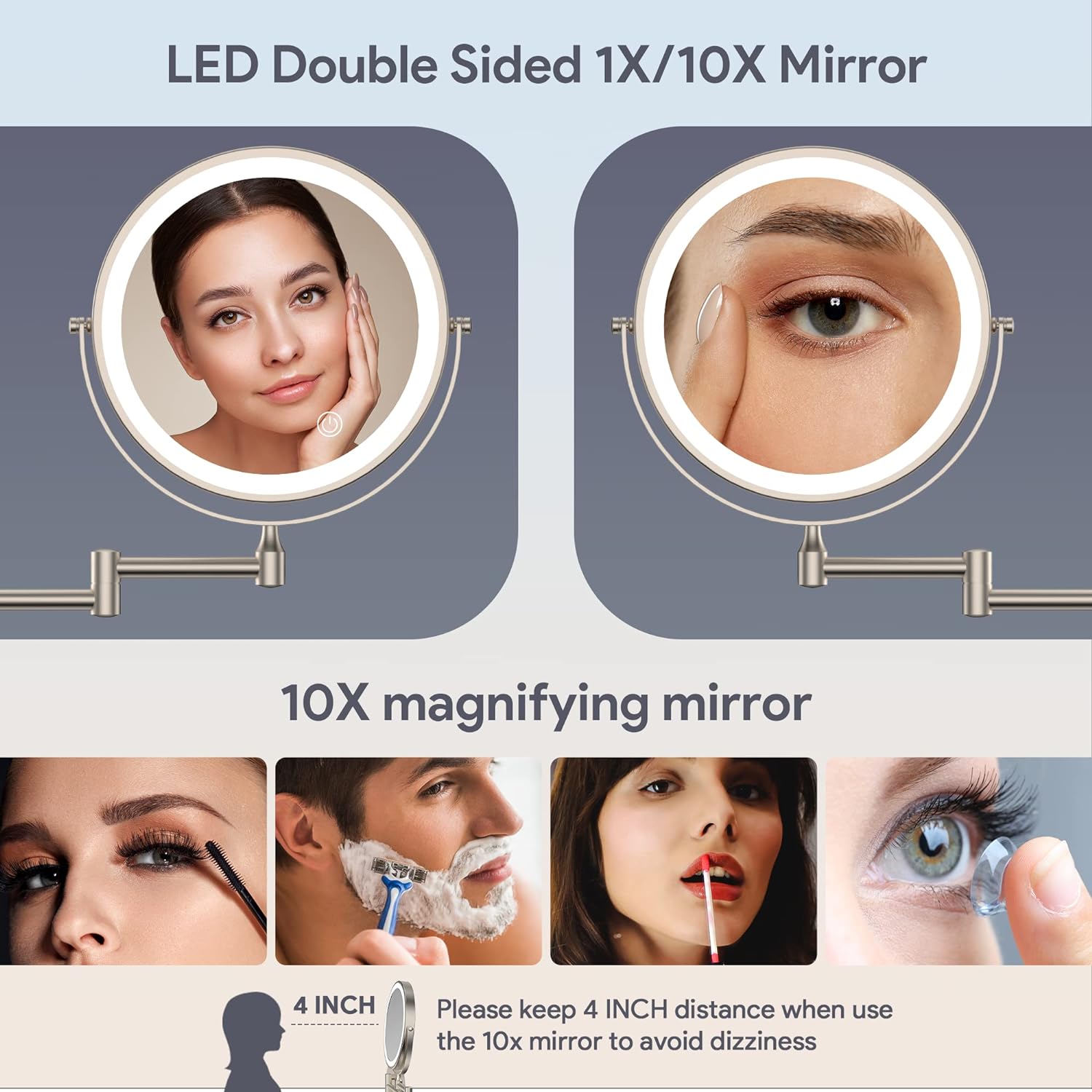 Spacious Wall-Mounted Makeup Mirror