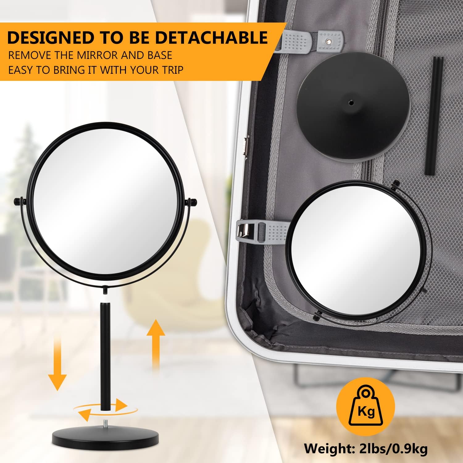 ALHAKIN 10x Double-Sided Magnifying Makeup Mirror