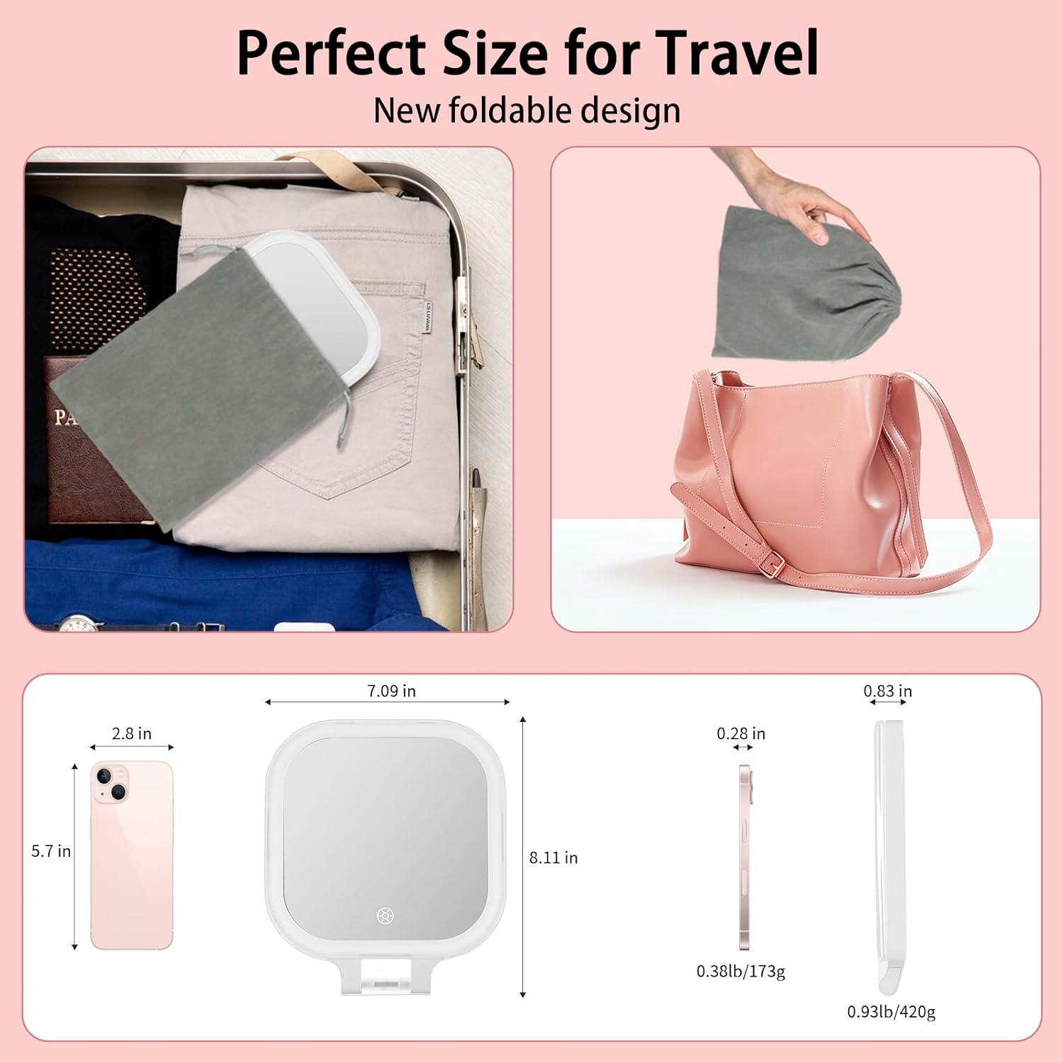 Travel Makeup Mirror with Magnification