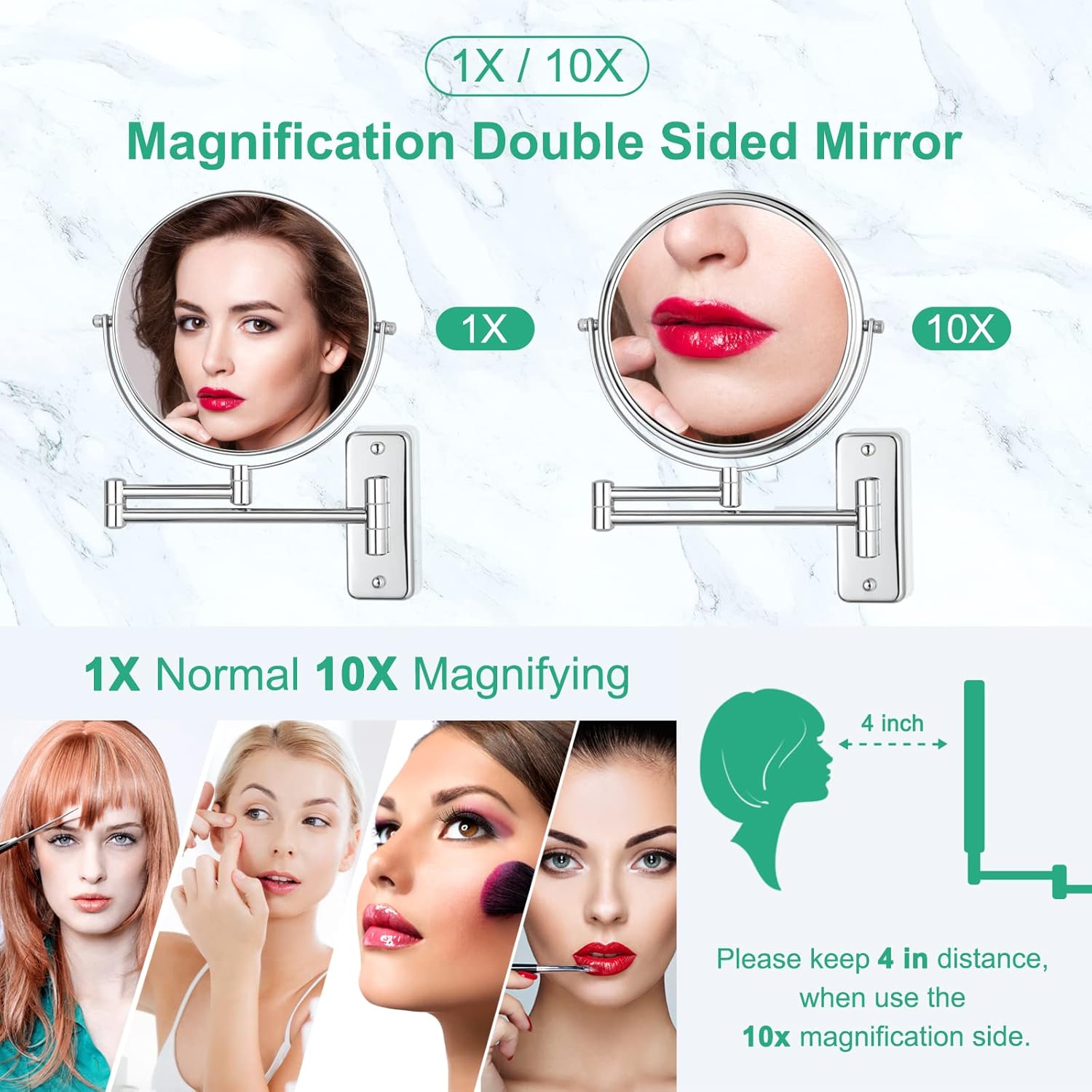 Decluttr 8-Inch Wall-Mounted Makeup Mirror
