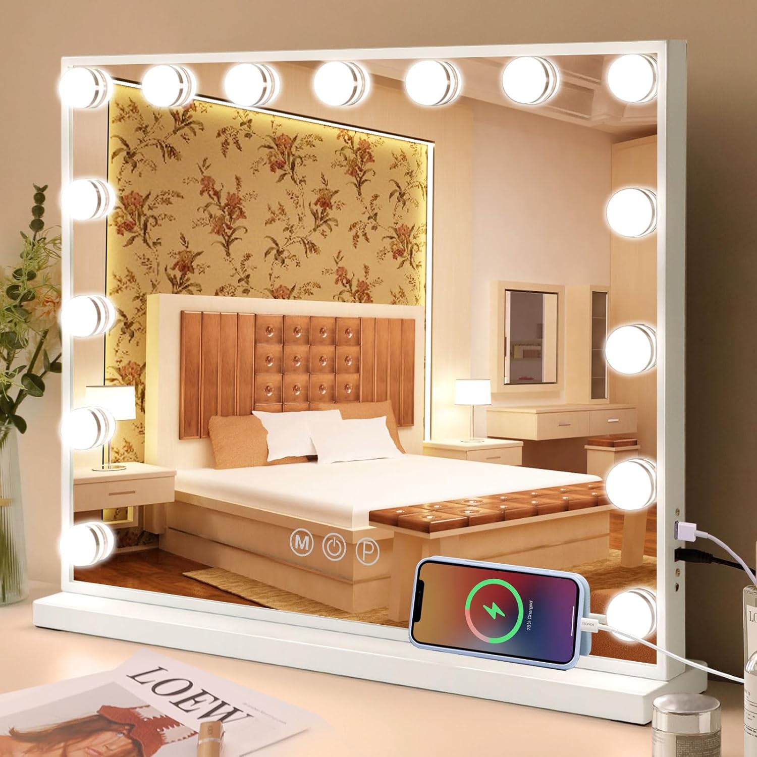Fenair Vanity Mirror with LED Lights and USB Charging Port