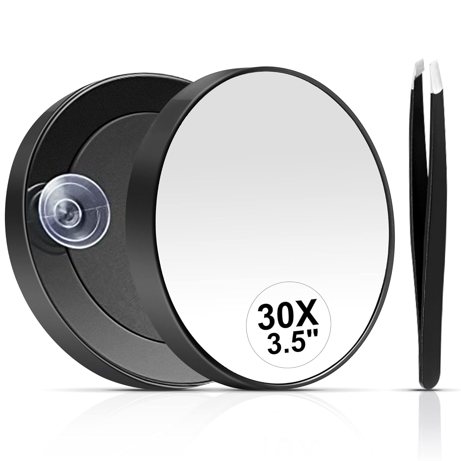 MIYADIVA 30X Magnifying Mirror with Suction Cup and Tweezers