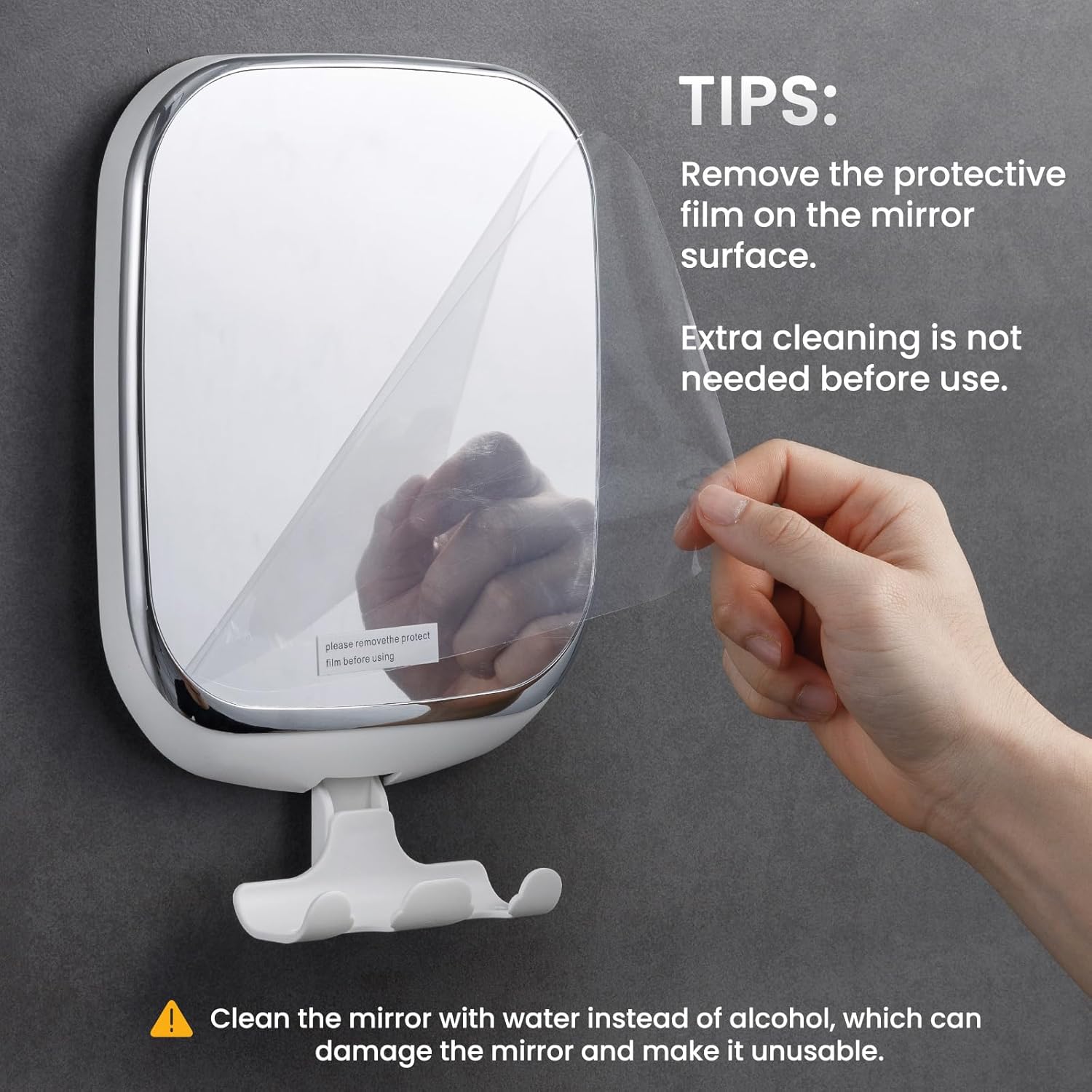 TAILI Fogless shower mirror with Razor Holder White