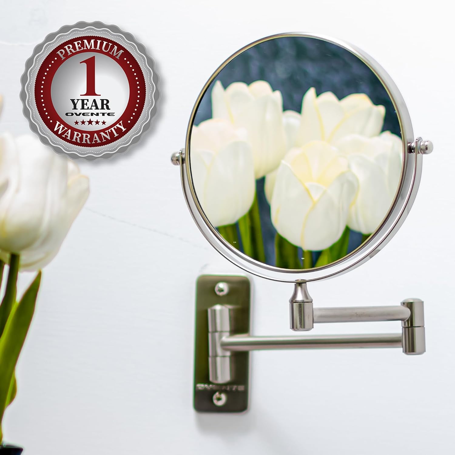 OVENTE 7 Inch Wall Mounted Makeup Mirror with Magnification