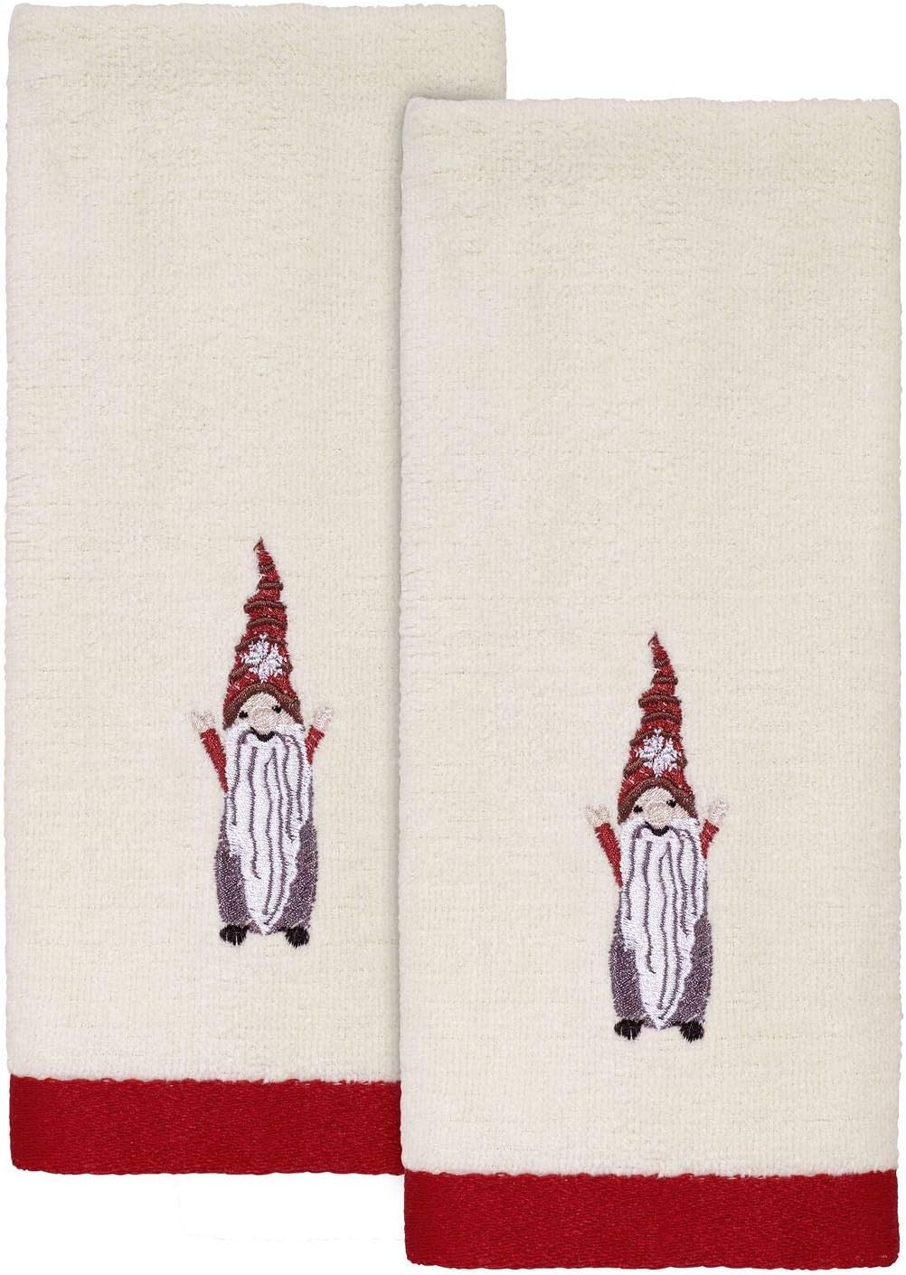 Festive Fingertip Towels Christmas Gnomes Collection Soft and Absorbent Cotton Velour