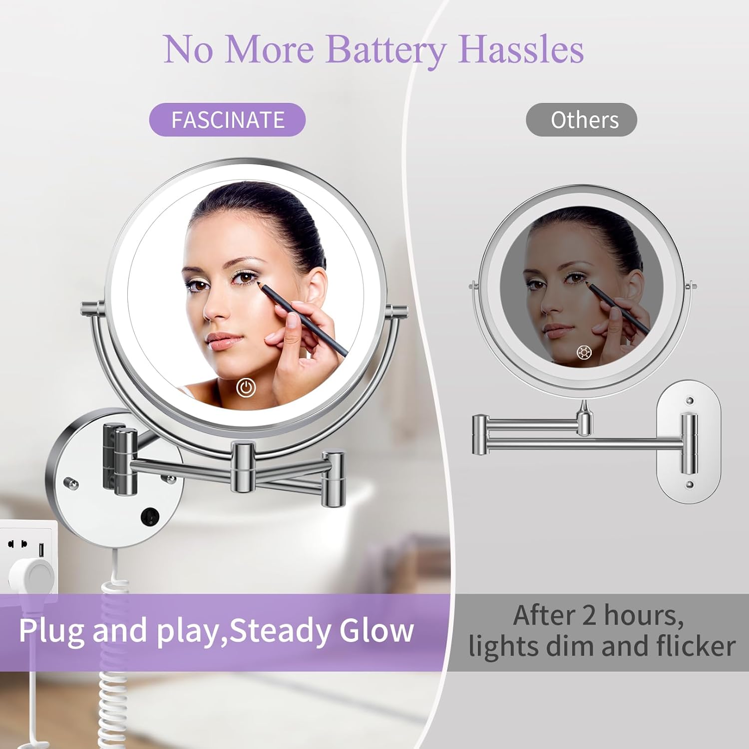 Wall-Mounted Makeup Mirror with Lights