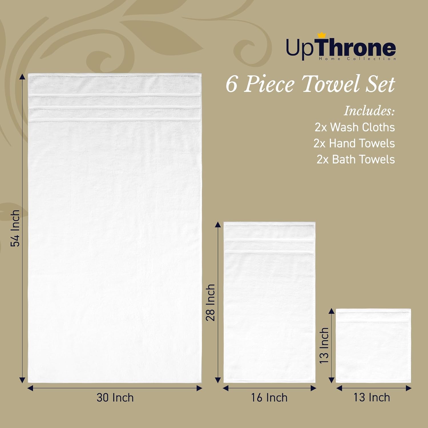 Luxury 6-Piece Turkish Bath Towels Set - 100 Cotton Plush and Absorbent