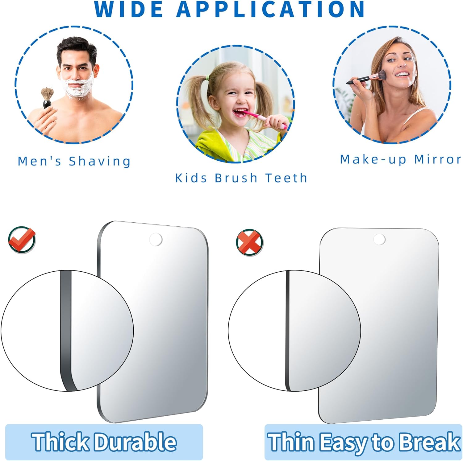Plexiglass Anti-Fog Mirror for Shower Travel