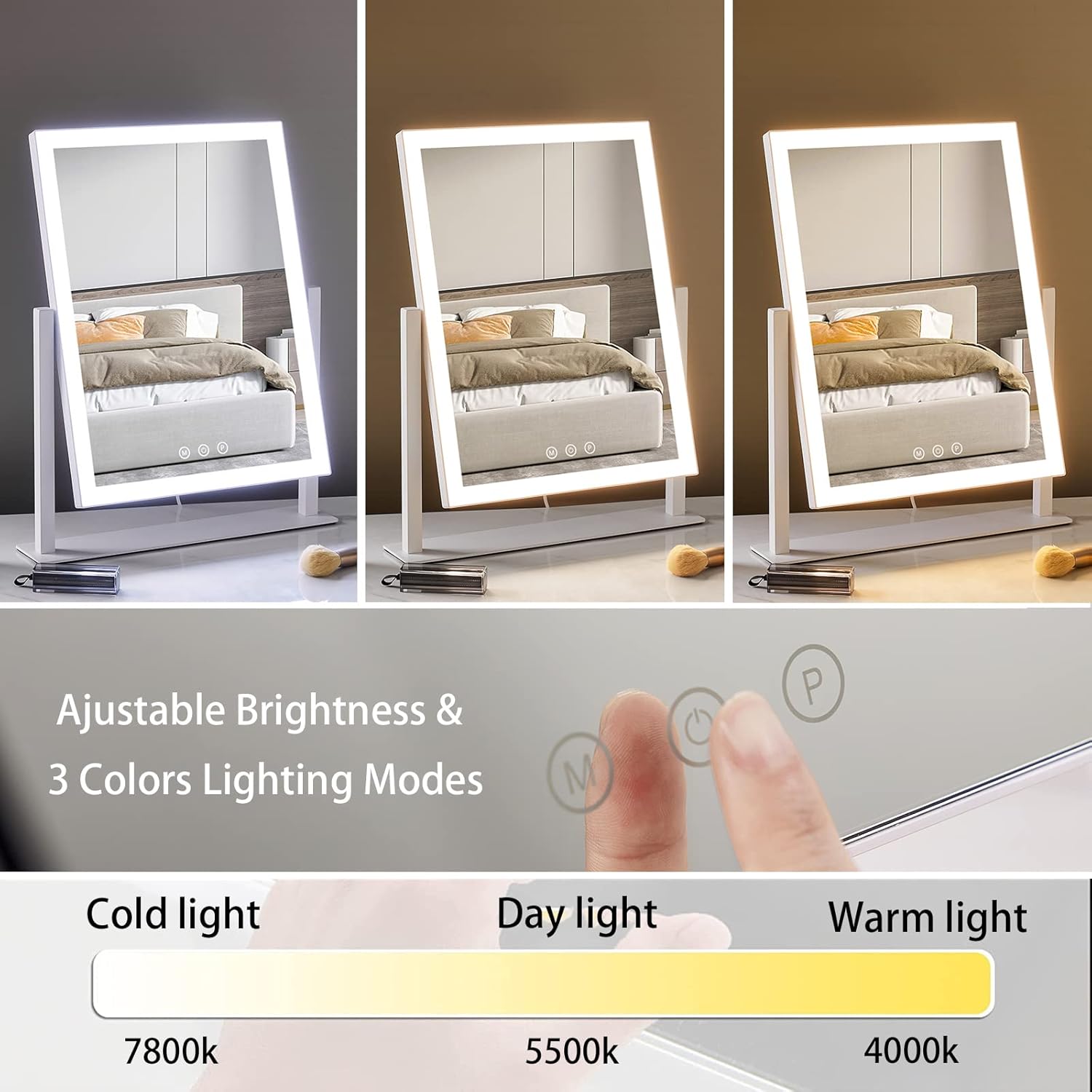 HIEEY Smart Makeup Mirror with 3 Lighting Modes 360 Rotation