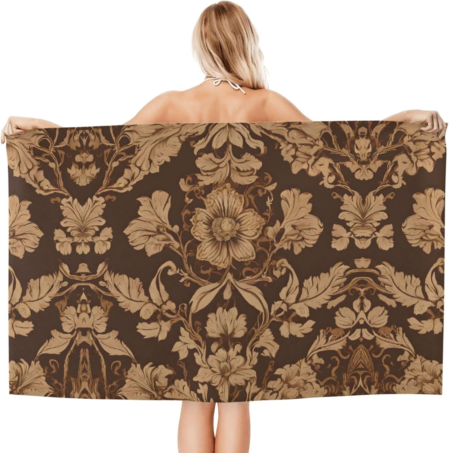 Ornate Floral Printed Microfiber Bath Towels - 52x32in