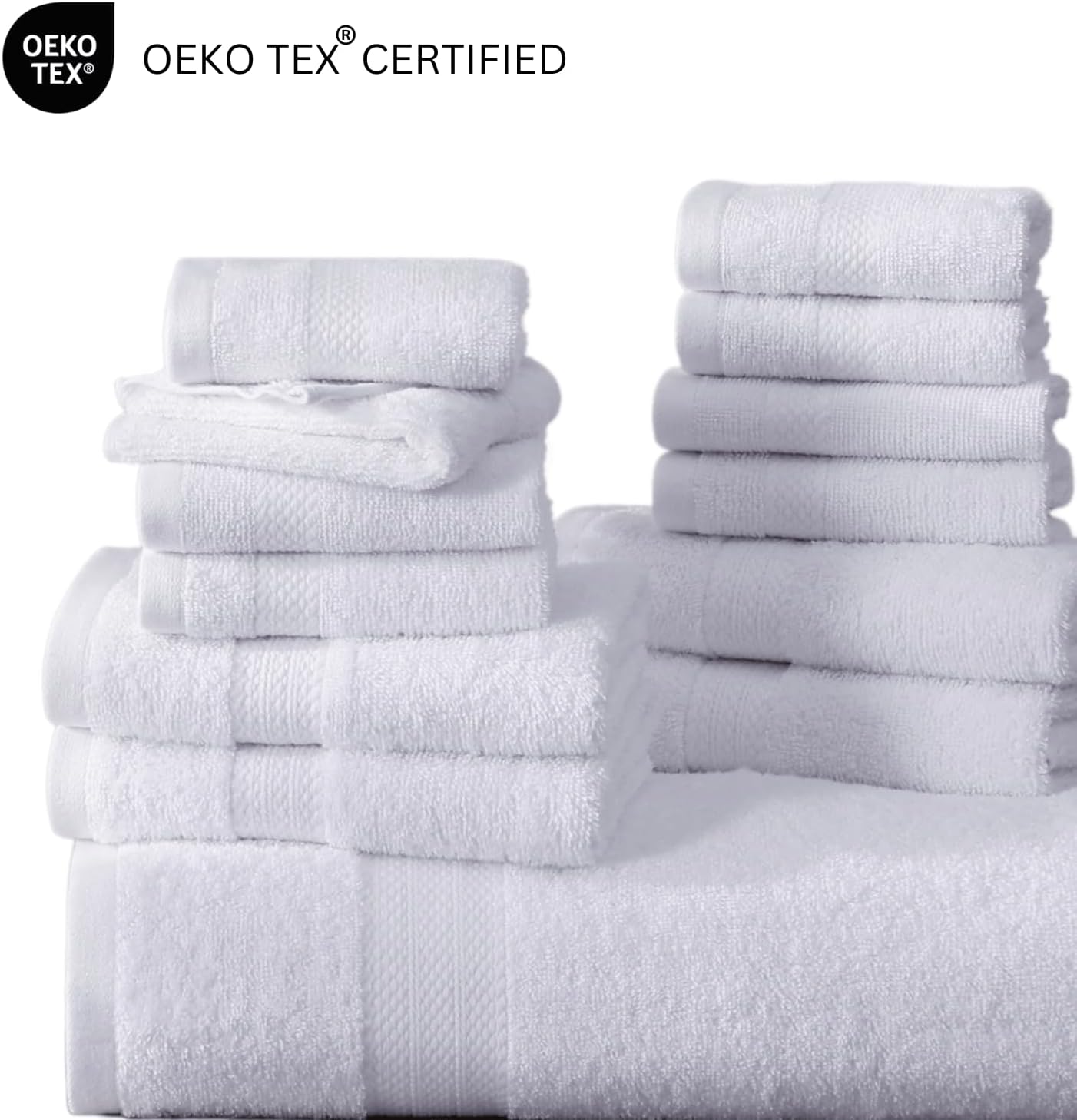 LANE LINEN 100 Cotton White Bath Towels Set
