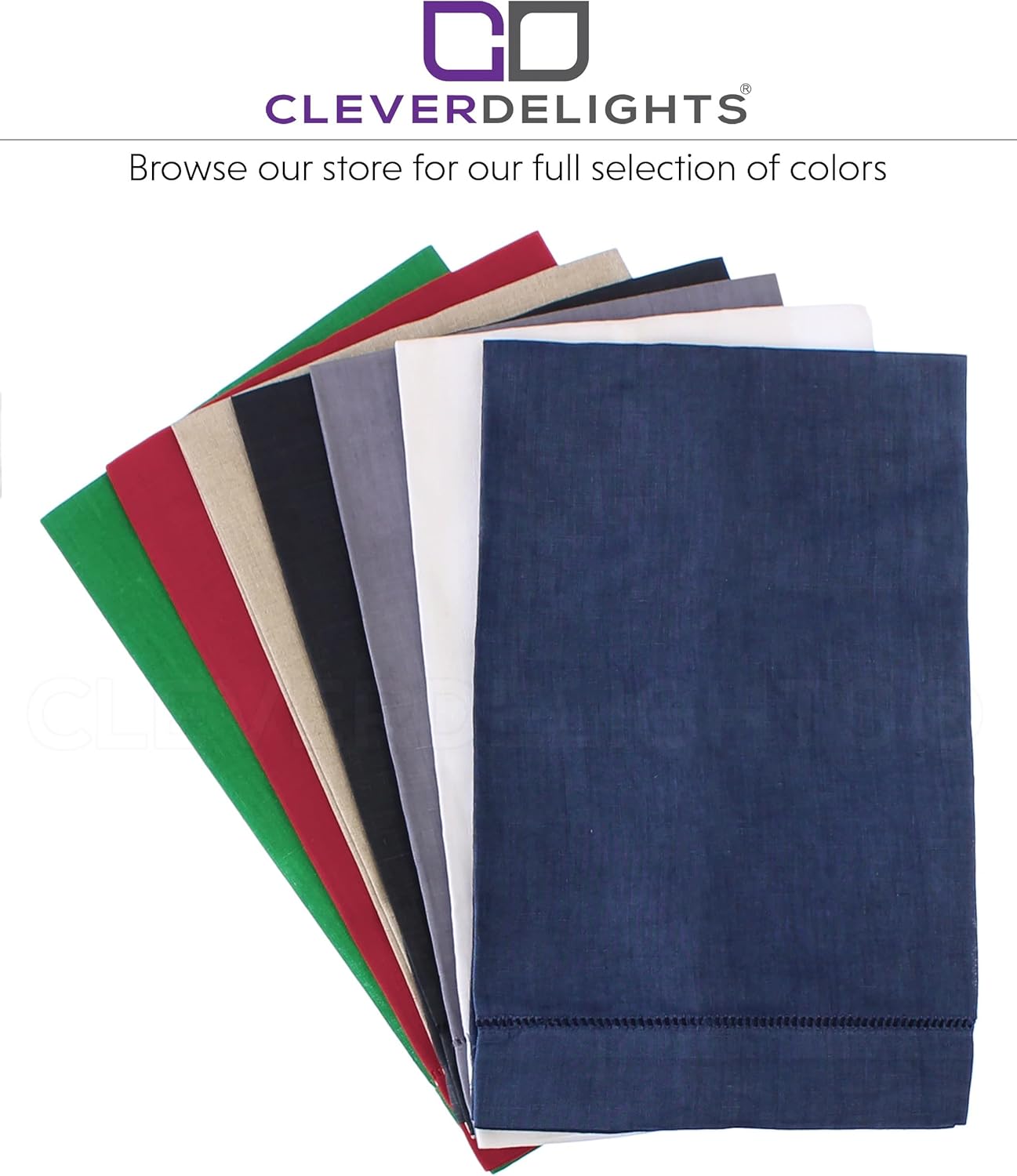CleverDelights Light Stone Hemstitch Hand Towels x6 - 14x22