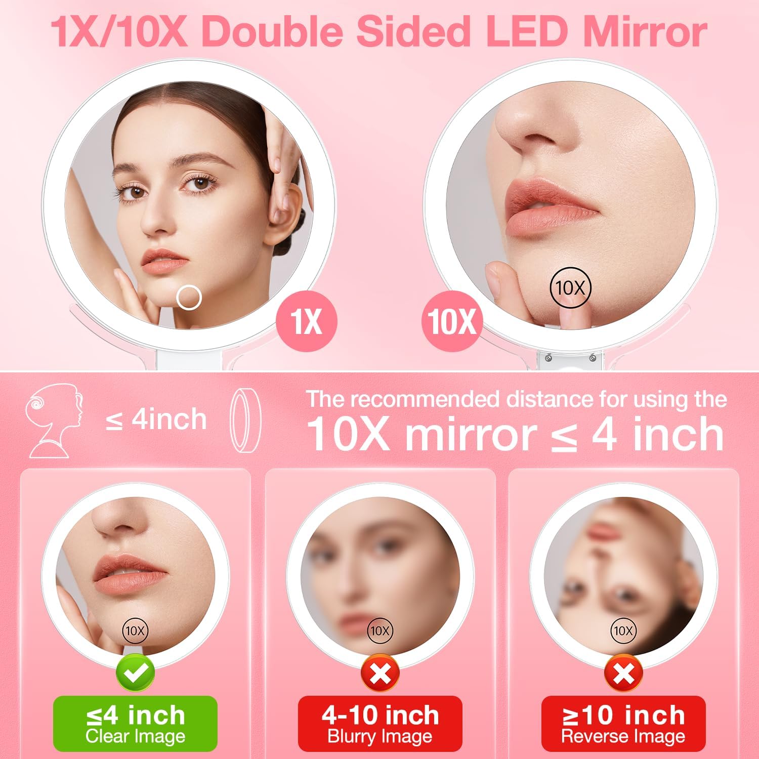 High-Quality 3-in-1 Makeup Mirror for Travel
