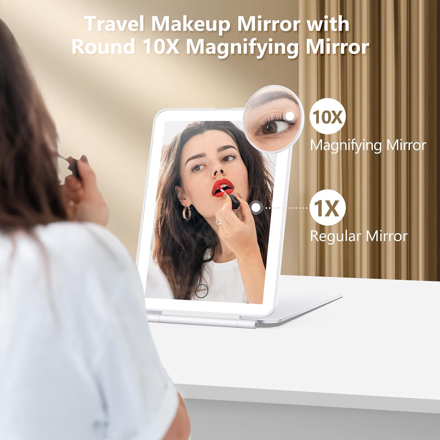 Miroposs Rechargeable LED Travel Makeup Mirror