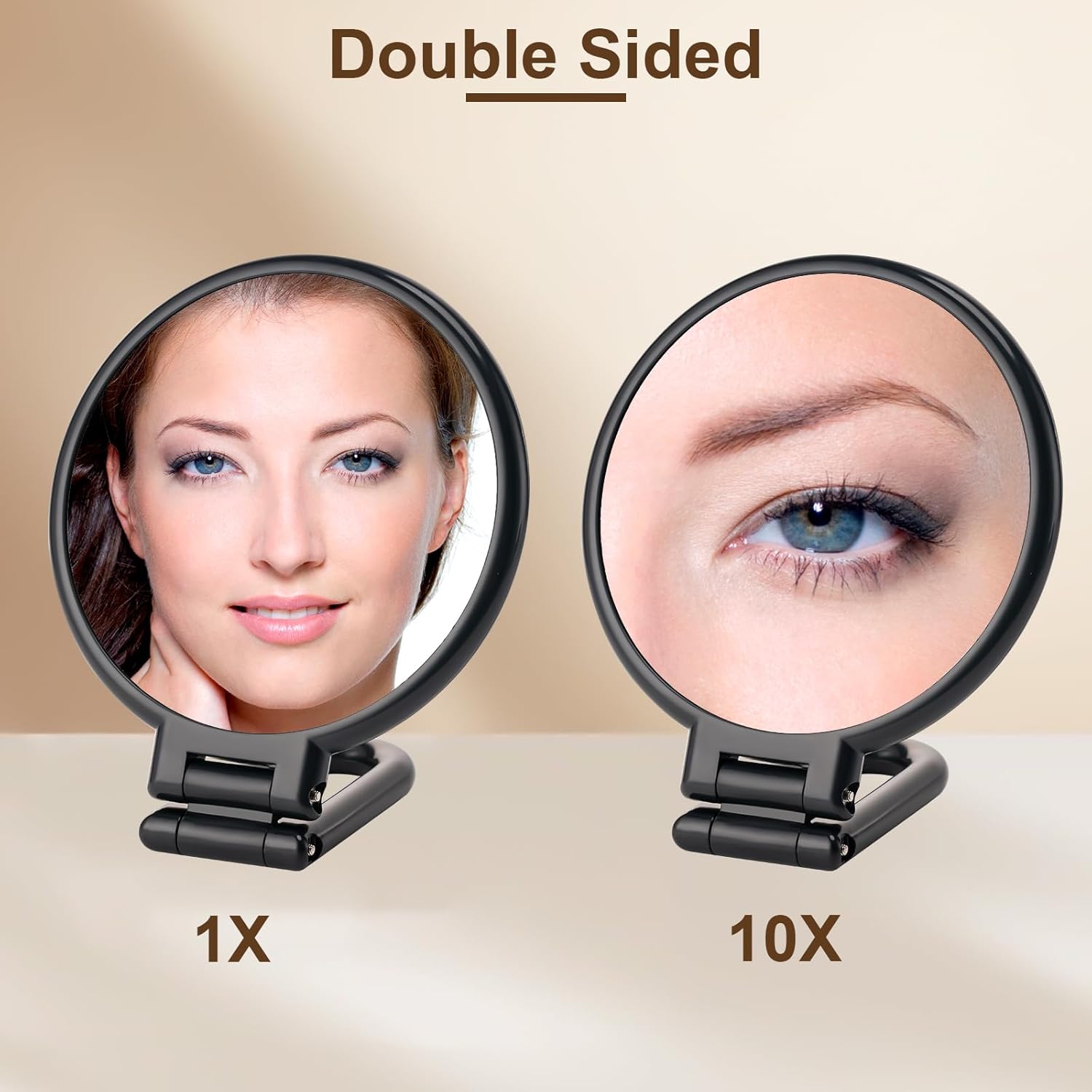 Versatile 10X Magnifying Handheld Mirror with Dual Faces