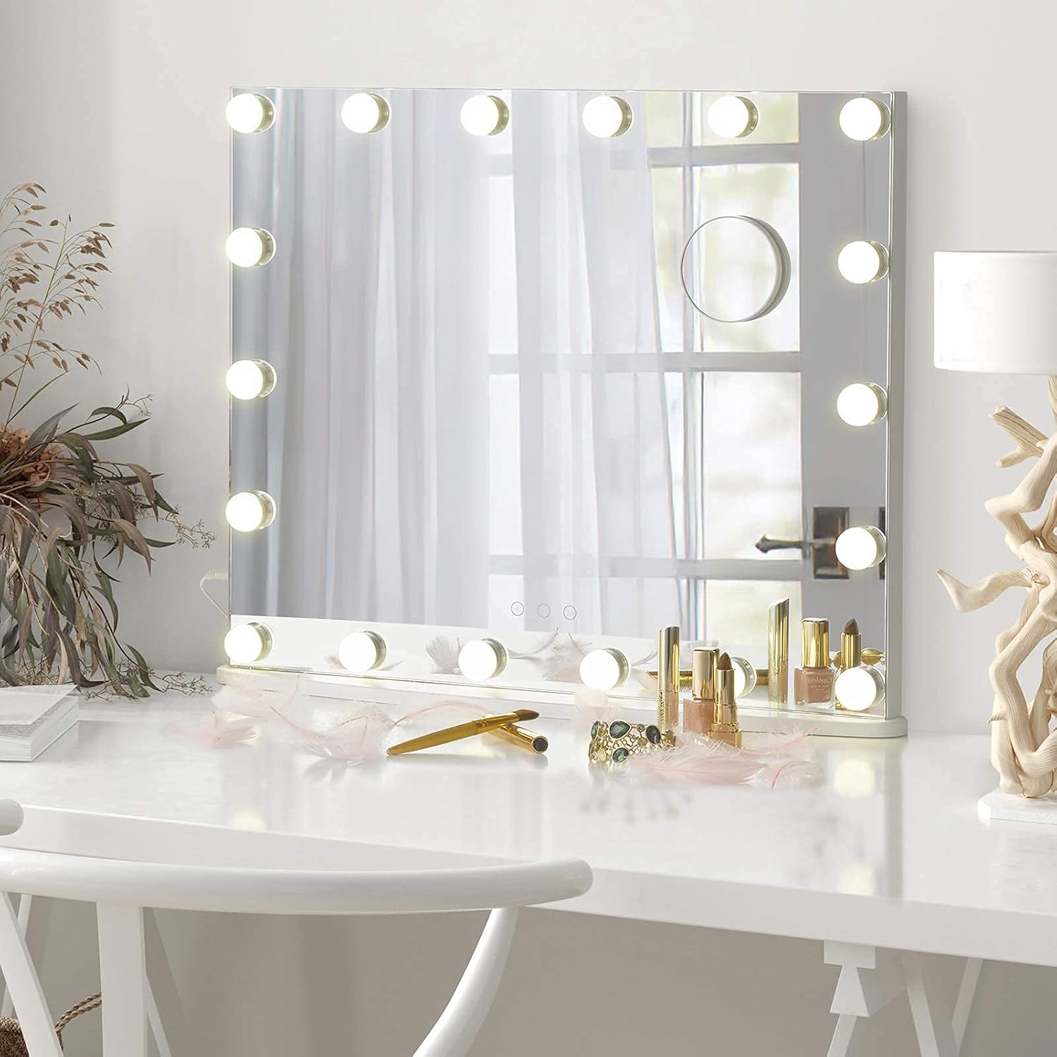 LUXFURNI Hollywood Vanity Mirror with Lights