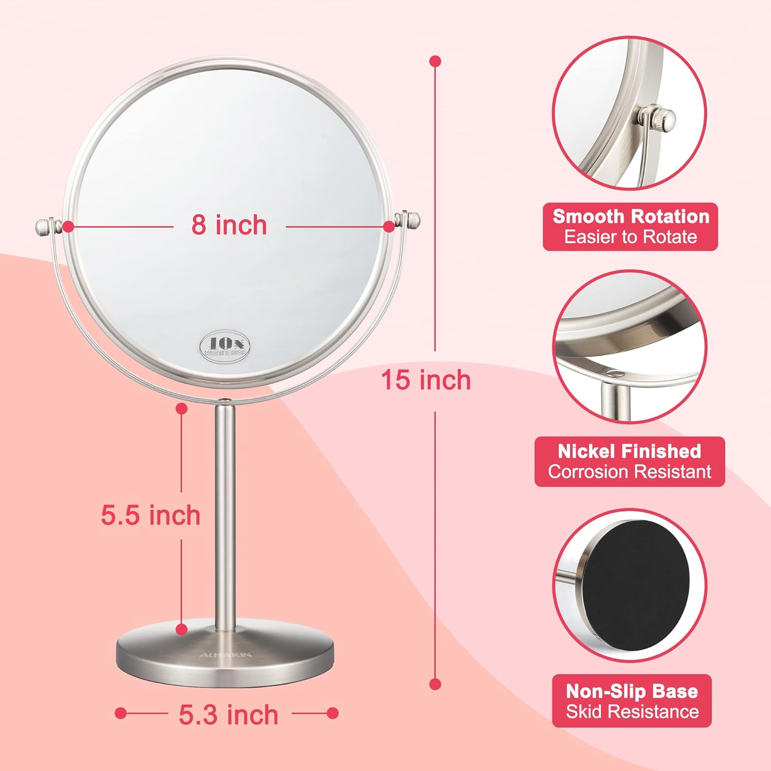 10x Magnifying Mirror for Make-up Precision