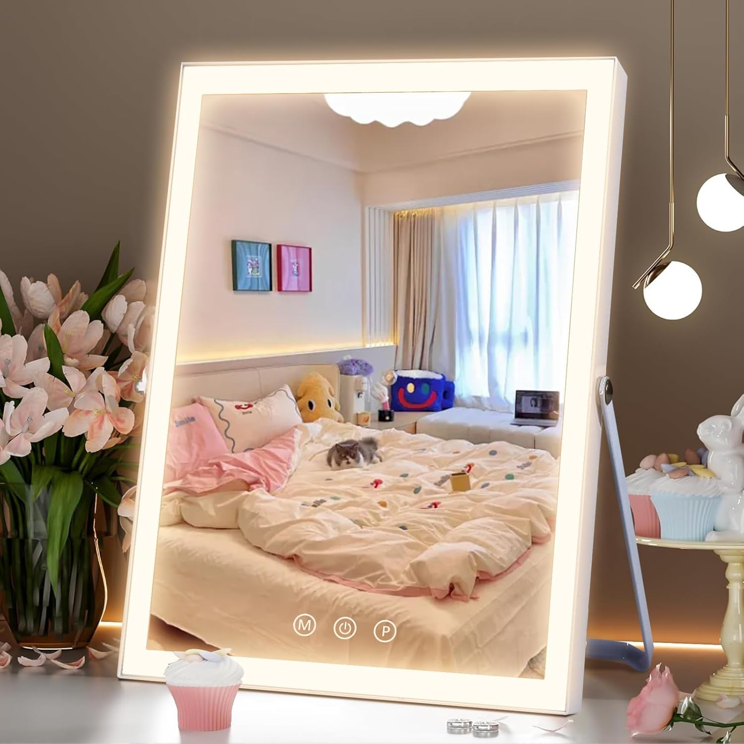 compact makeup mirror with lights 10x12 inch