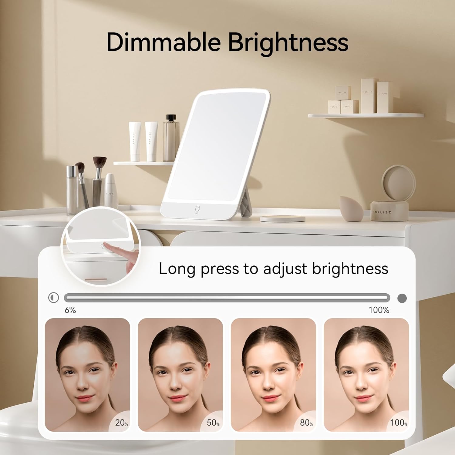 11 x 8 Portable Makeup Mirror With Light