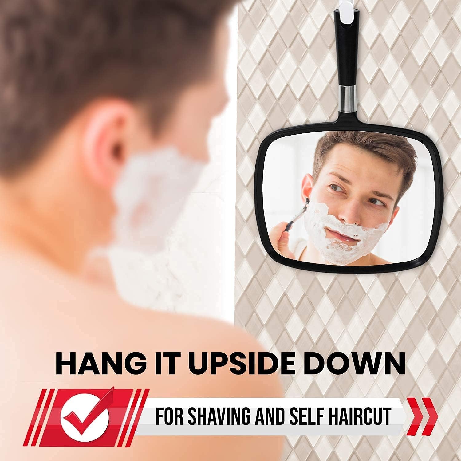 Mirrorvana Large Hand Mirror with Comfy Handle Your Pro-Professional Choice