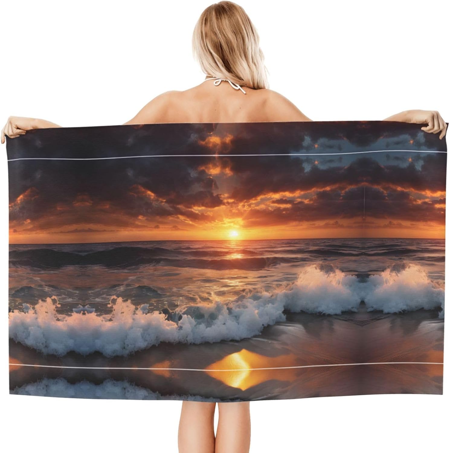 Sunset Harmonys Beachy Microfiber Bath Towel 52x32in