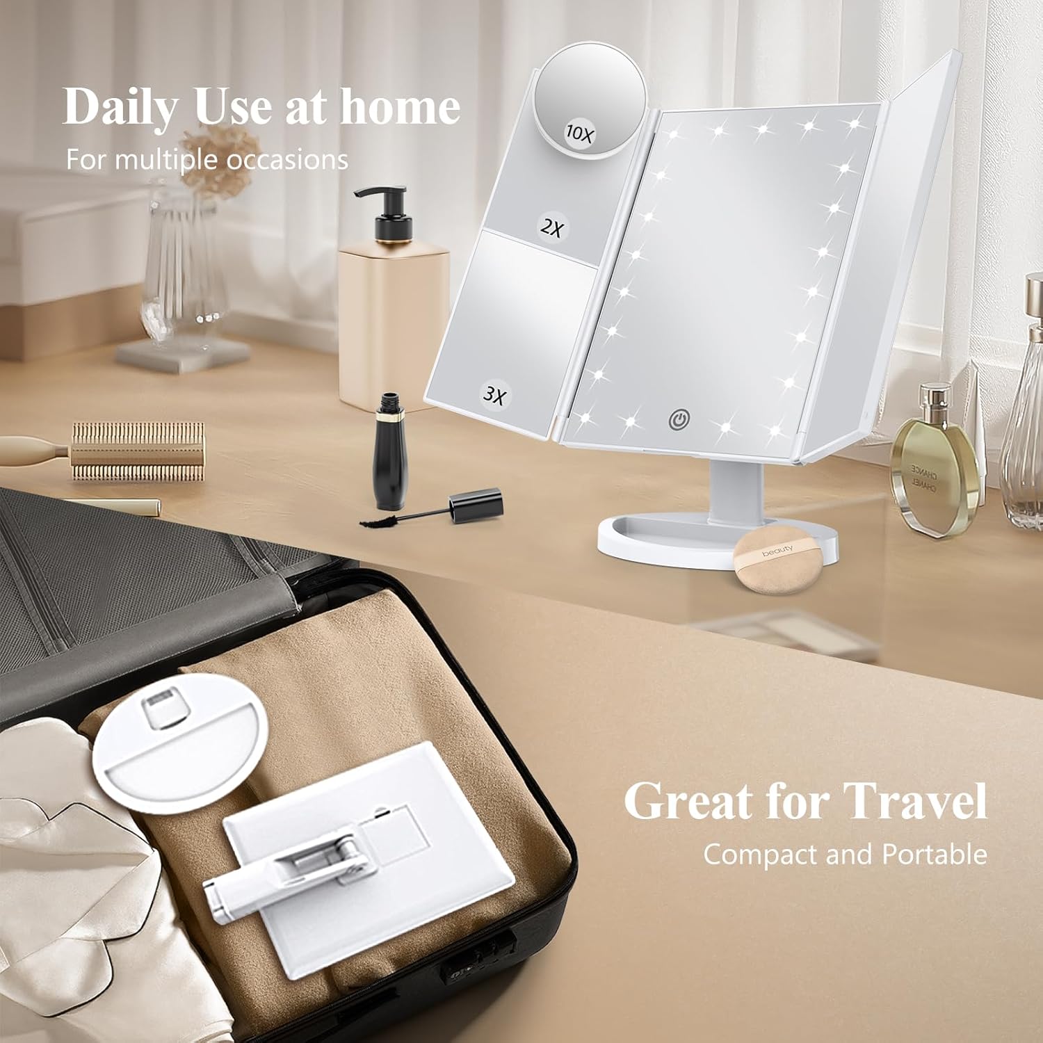 HUONULVersatile Makeup Mirror with Lights