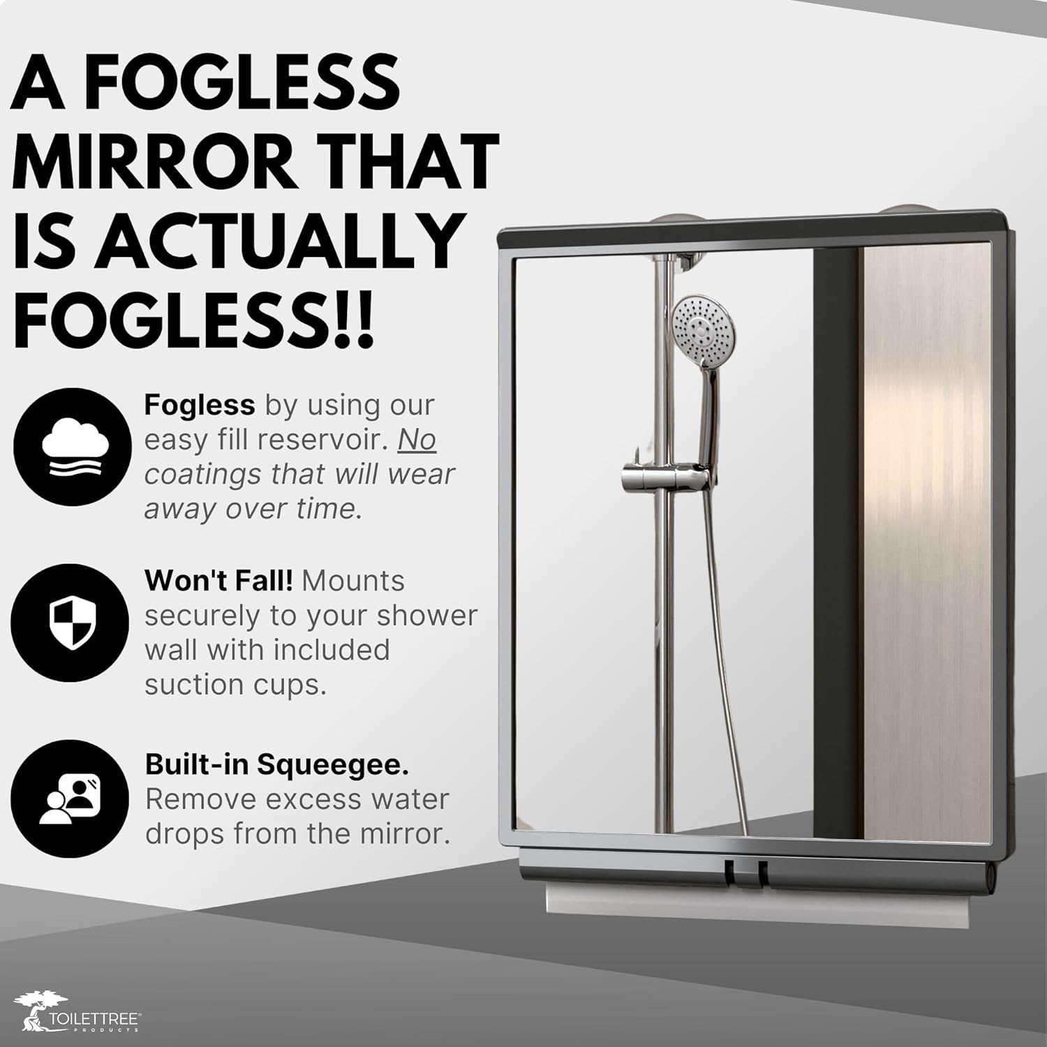 Fogless Shower Mirror with Squeegee Travel Case