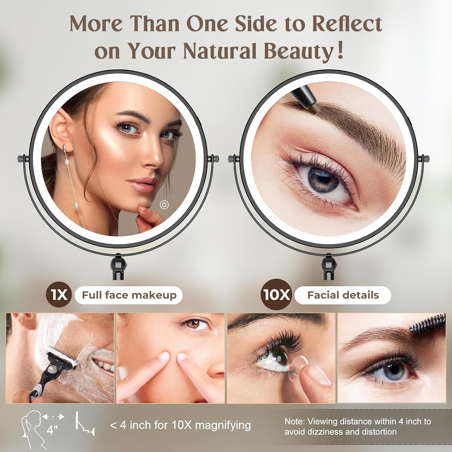 Stylish 9 Makeup Mirror with Rechargeable Battery and Adjustable Design