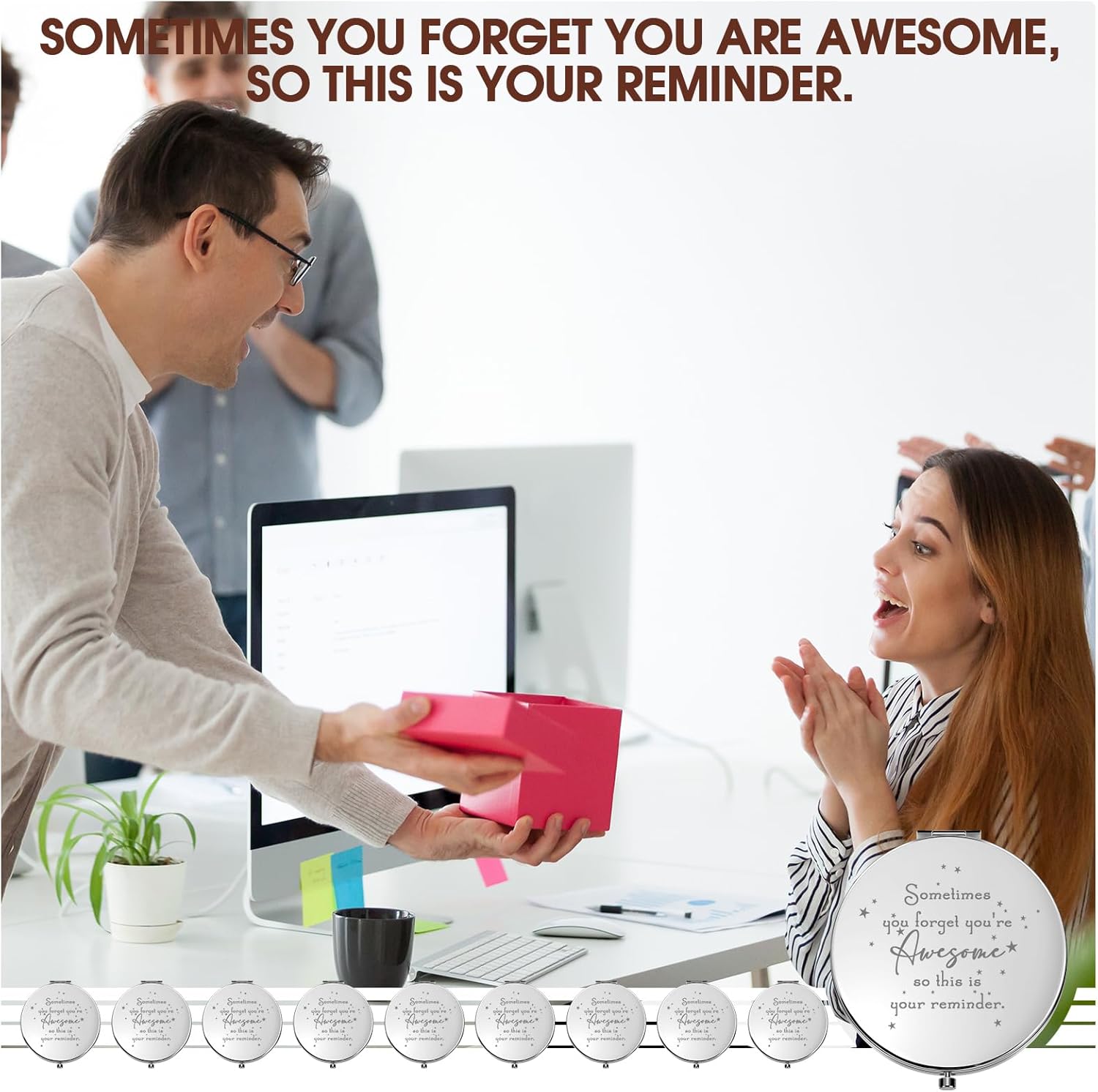 10-Piece Inspirational Compact Mirrors for Women and Appreciation Gifting