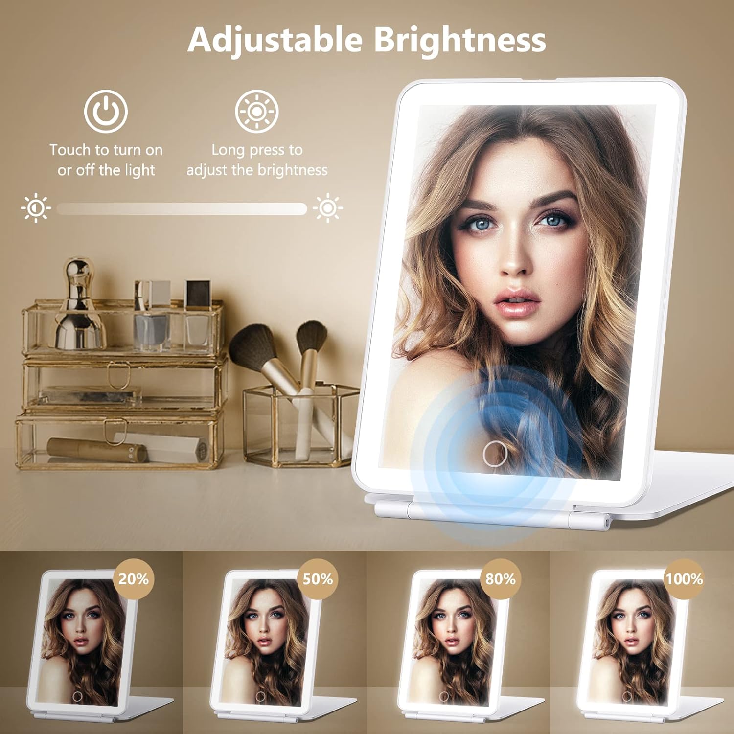 Miroposs Rechargeable LED Travel Makeup Mirror