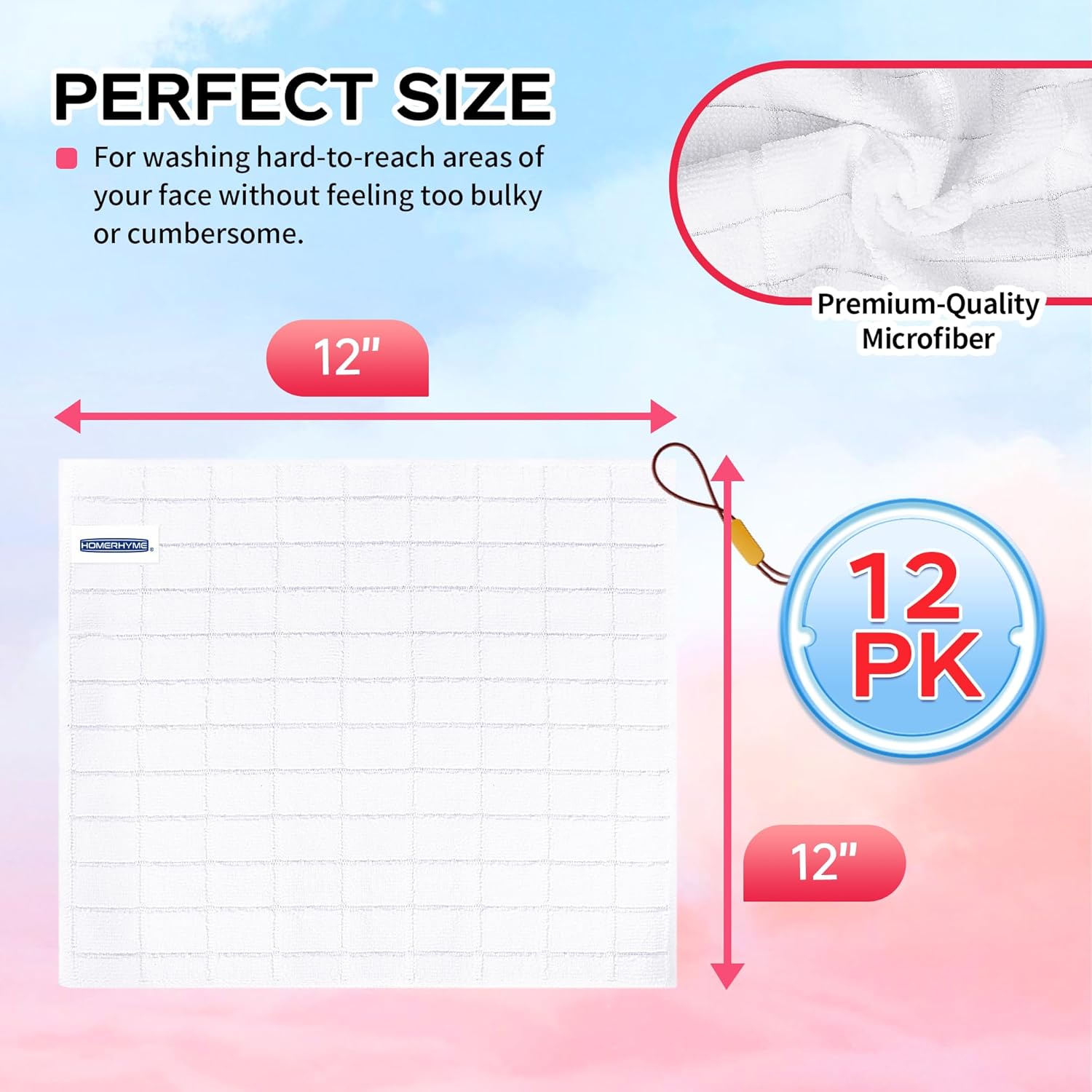 12-Piece Microfiber Washcloth Set Soft Reusable Lint-Free for Daily Use
