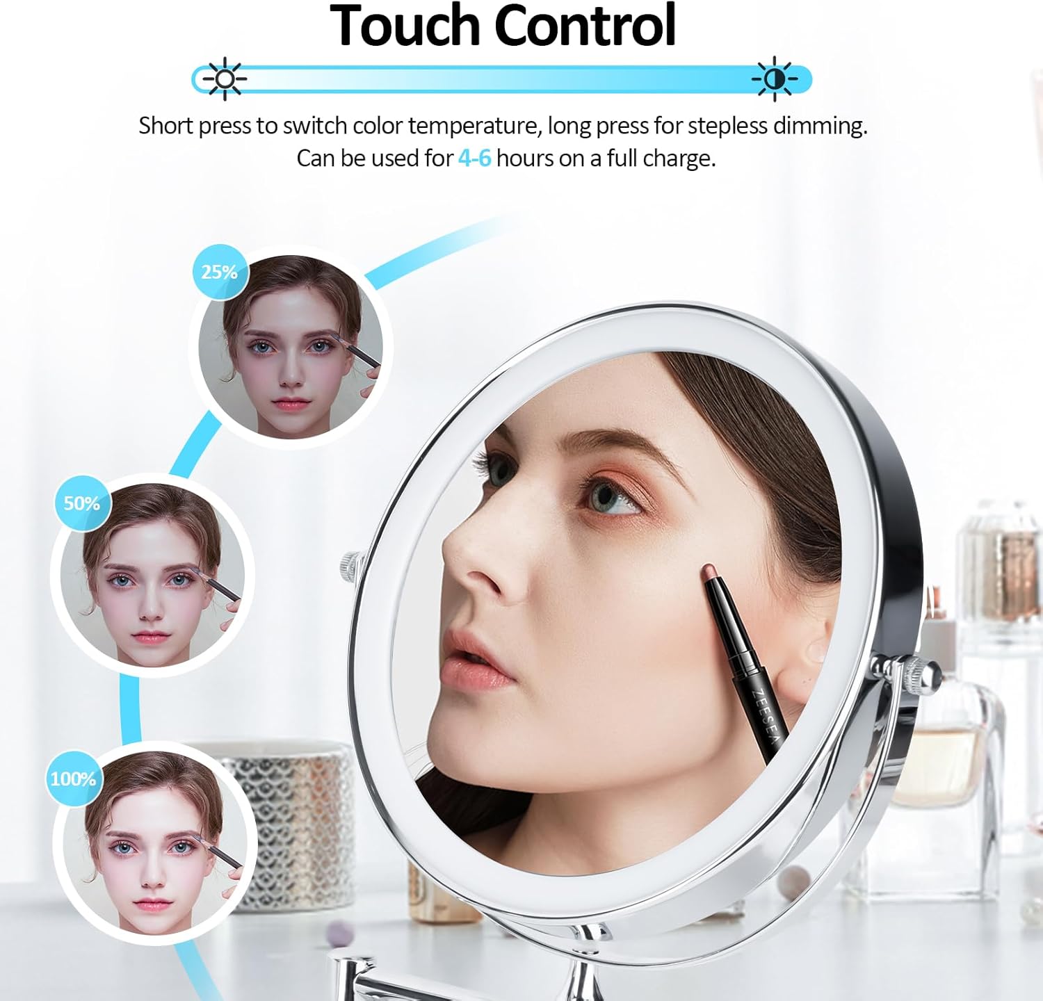 SEAE Miko 8-inch Wall-Mounted Makeup Mirror