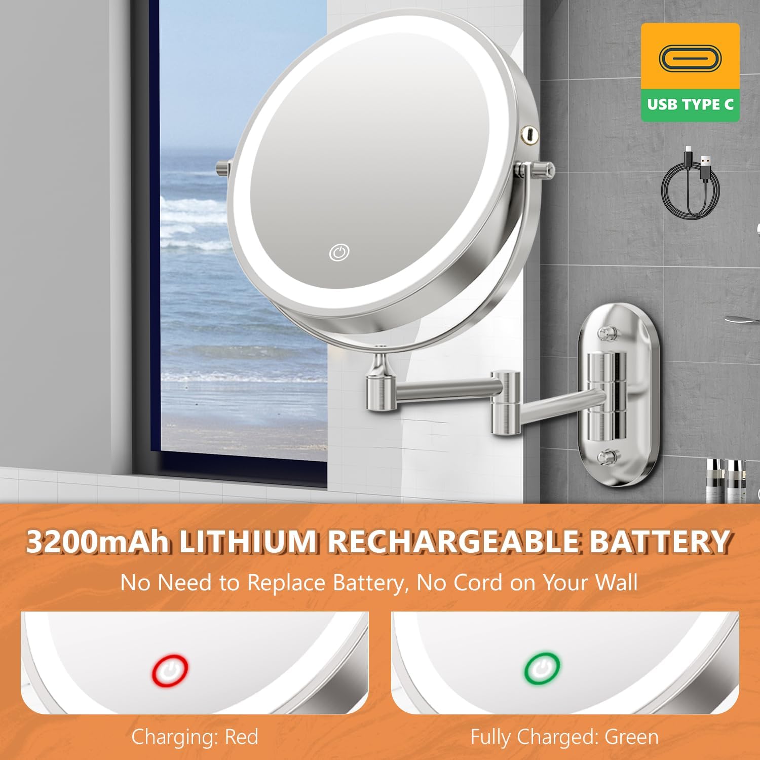 20X Magnifying Wall-Mounted Makeup Mirror