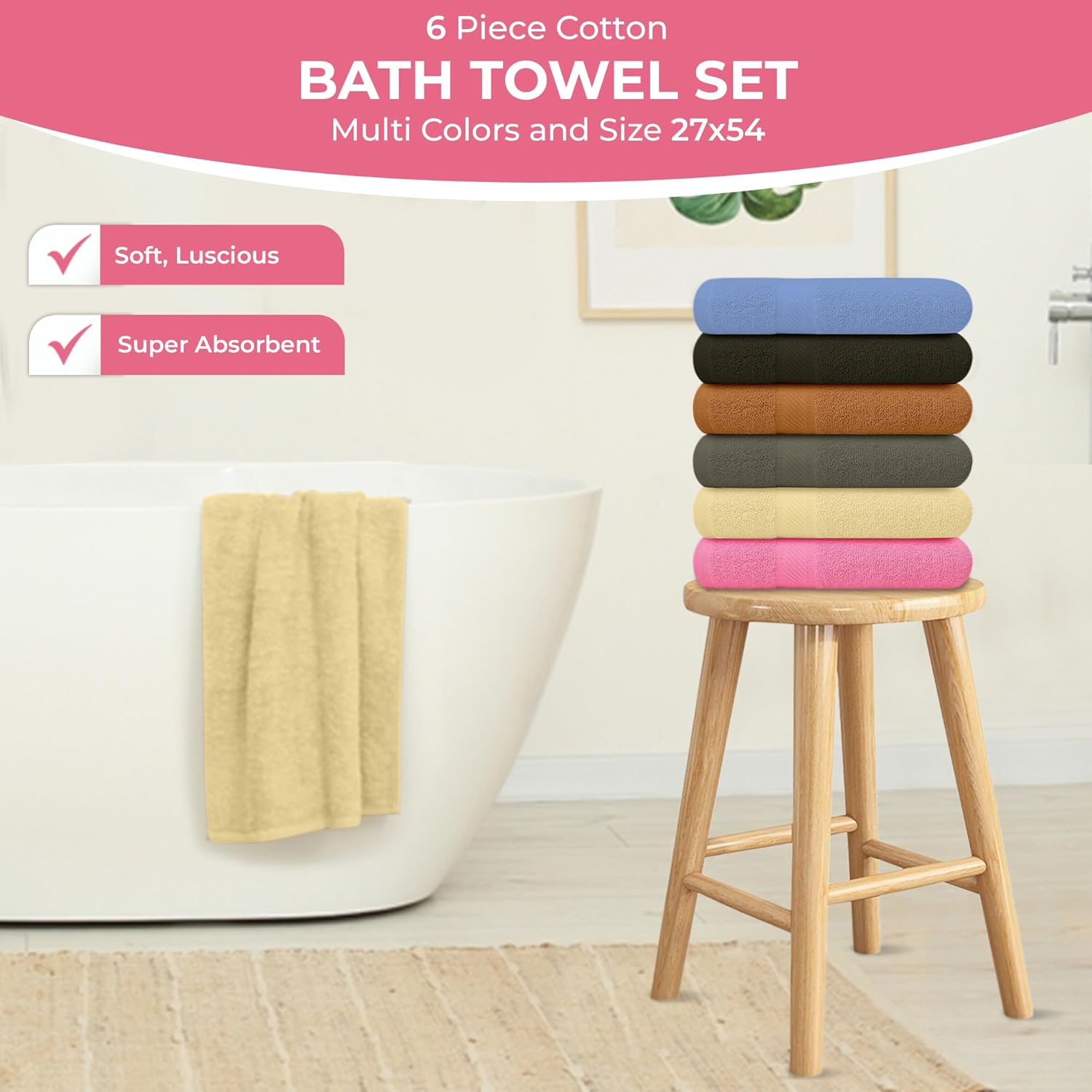 Luxury amp Soft bath towels for everyday use - 27x54inch