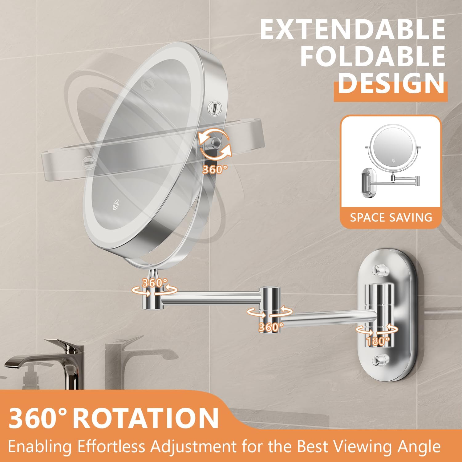 20X Magnifying Wall-Mounted Makeup Mirror
