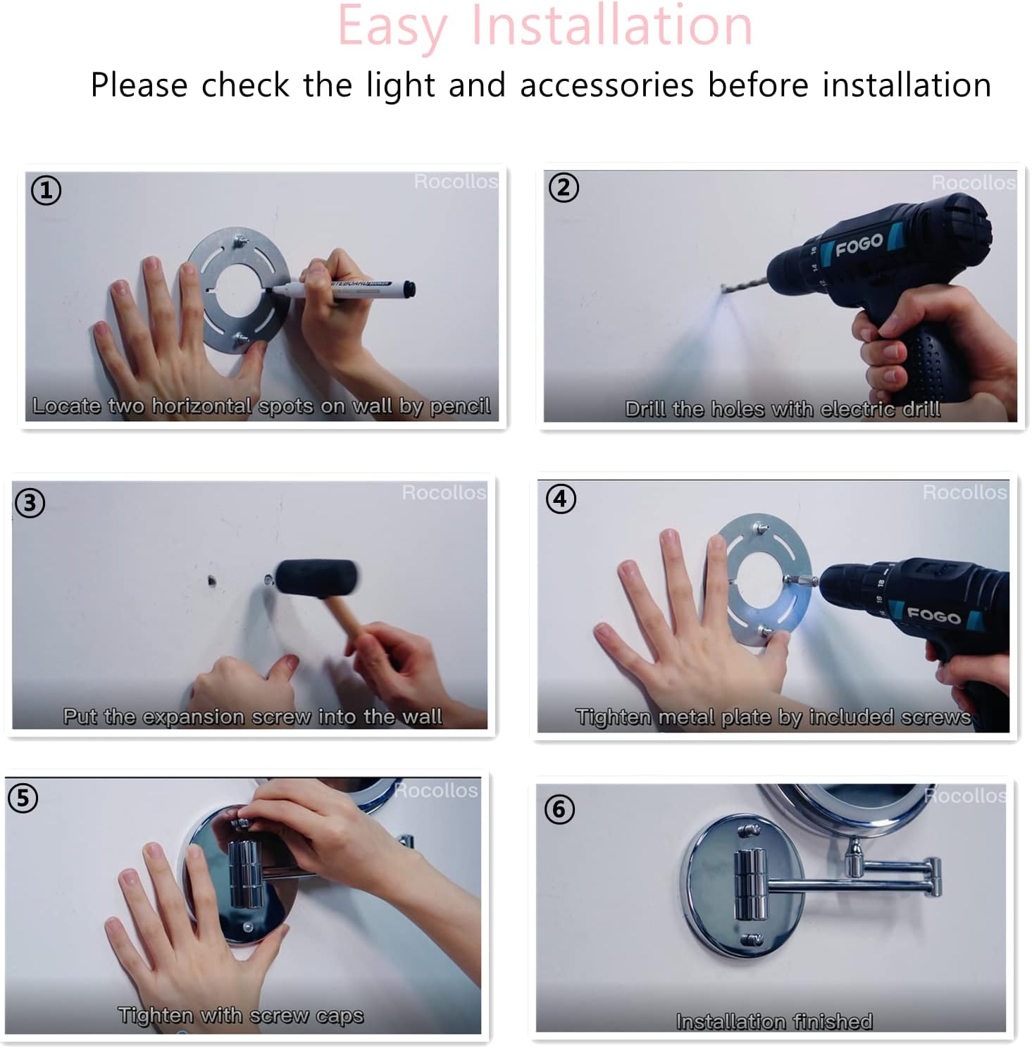 Chargable 3-Sided LED Makeup Mirror with Extendable Design
