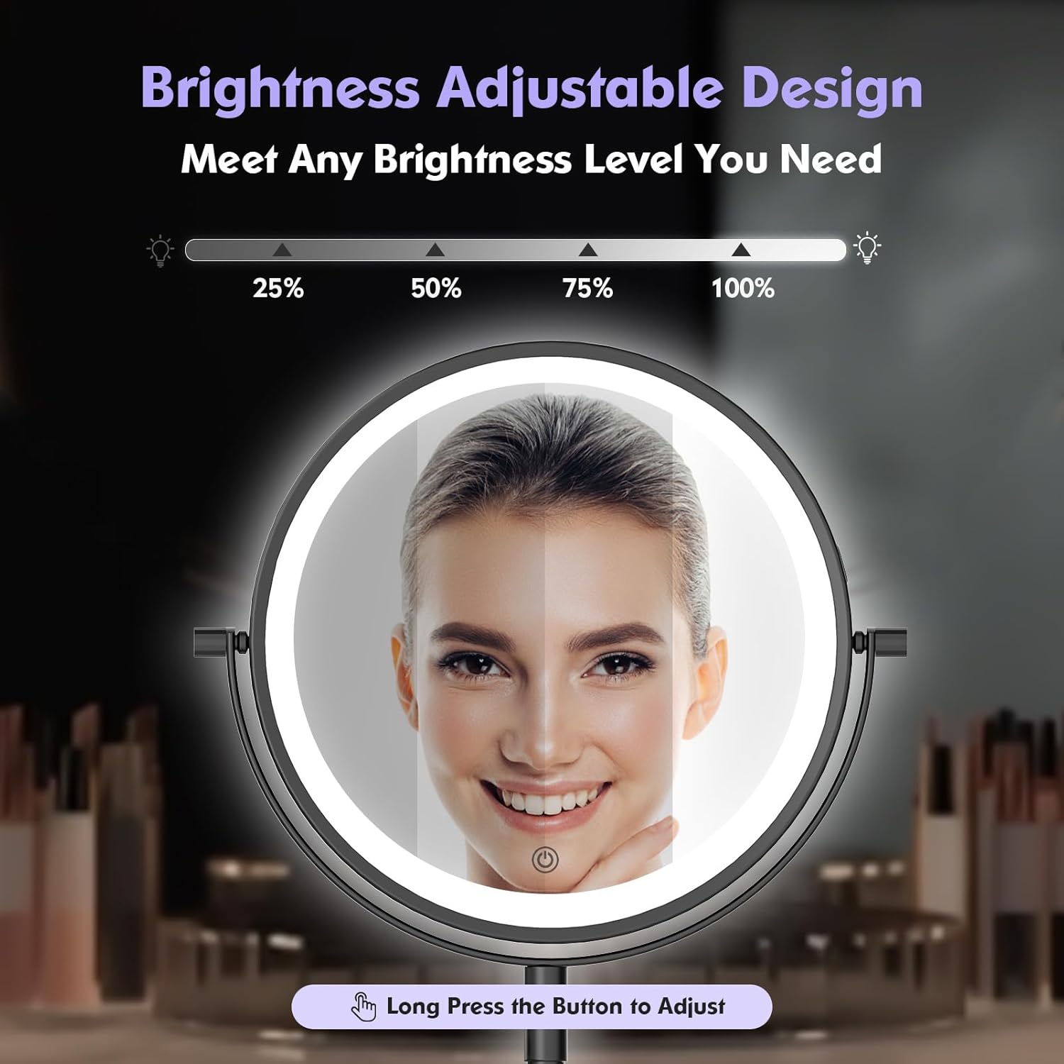 Freely Rotate 360 8X-10X MagnifyingDimable LightsPortableWall-Mounted MakeupMirror