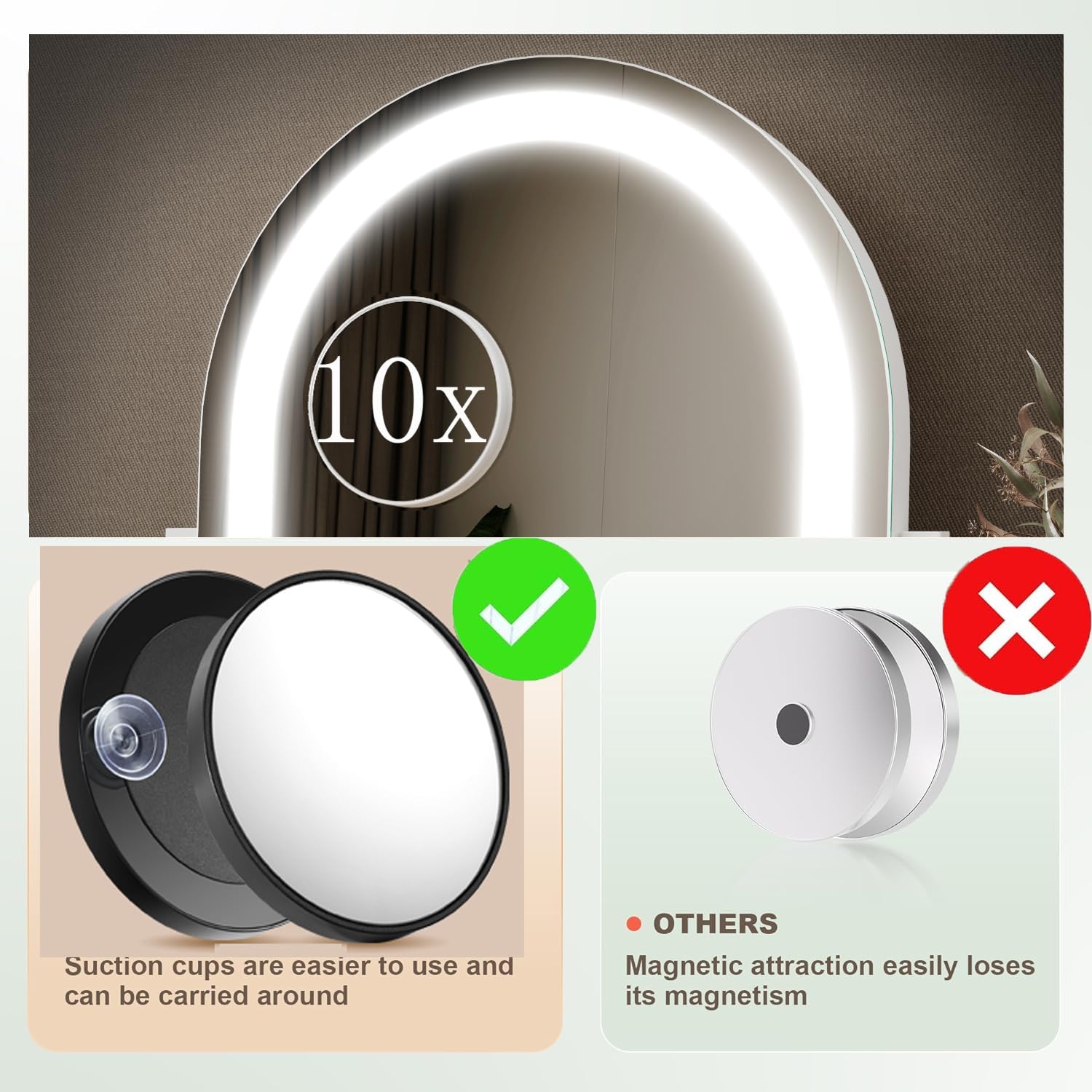 Curved Lighted Makeup Mirror with 360 Rotation