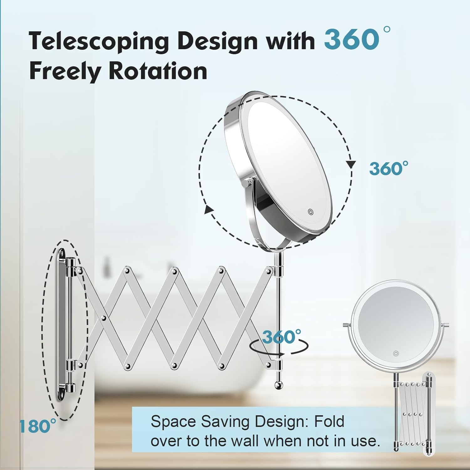 FASCINATE Double Sided Wall-Mounted Makeup Mirror