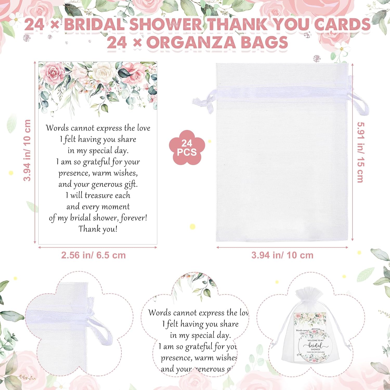 Elegant Bridal shower Favor Set with 24 compact makeup mirrors