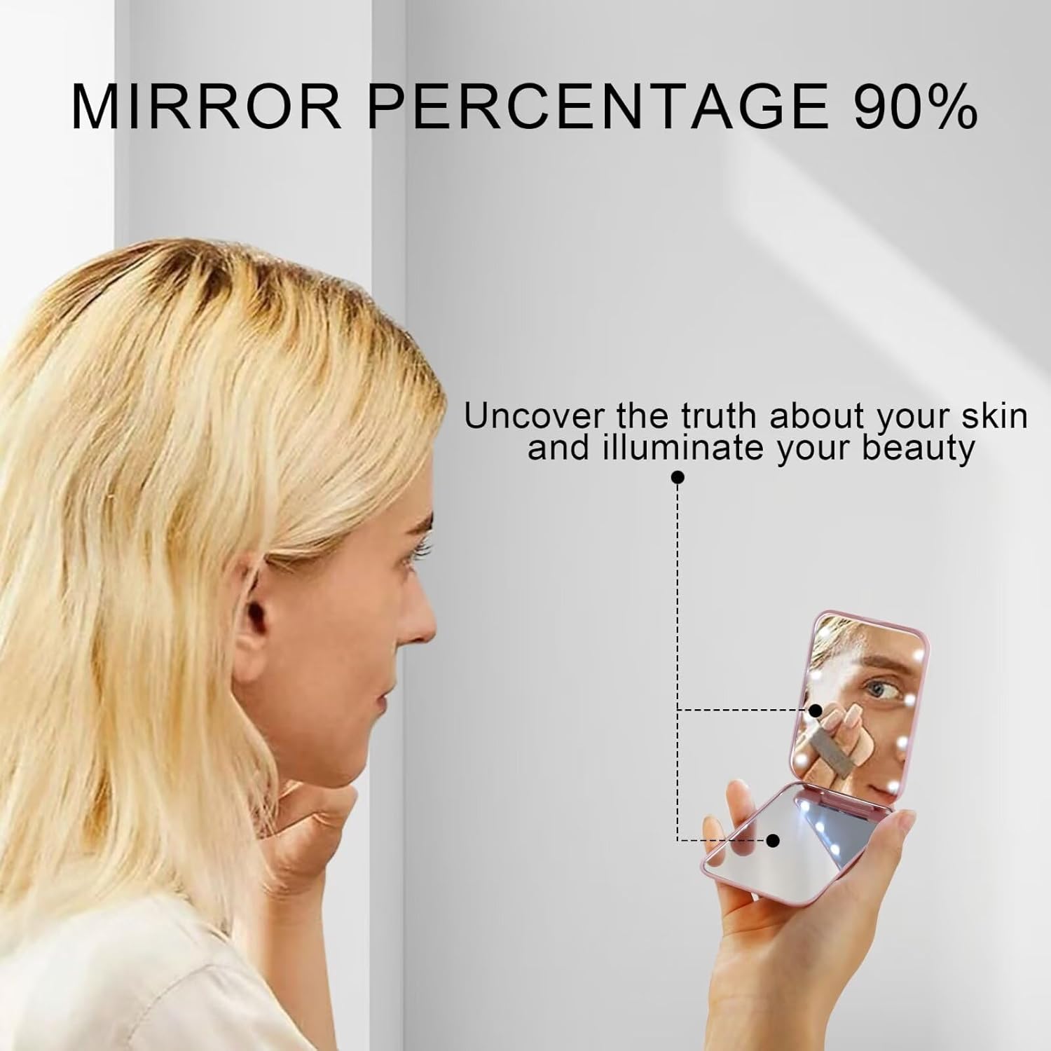 STINI Compact Blue Makeup Mirror with Light - Bridewealth Gifting
