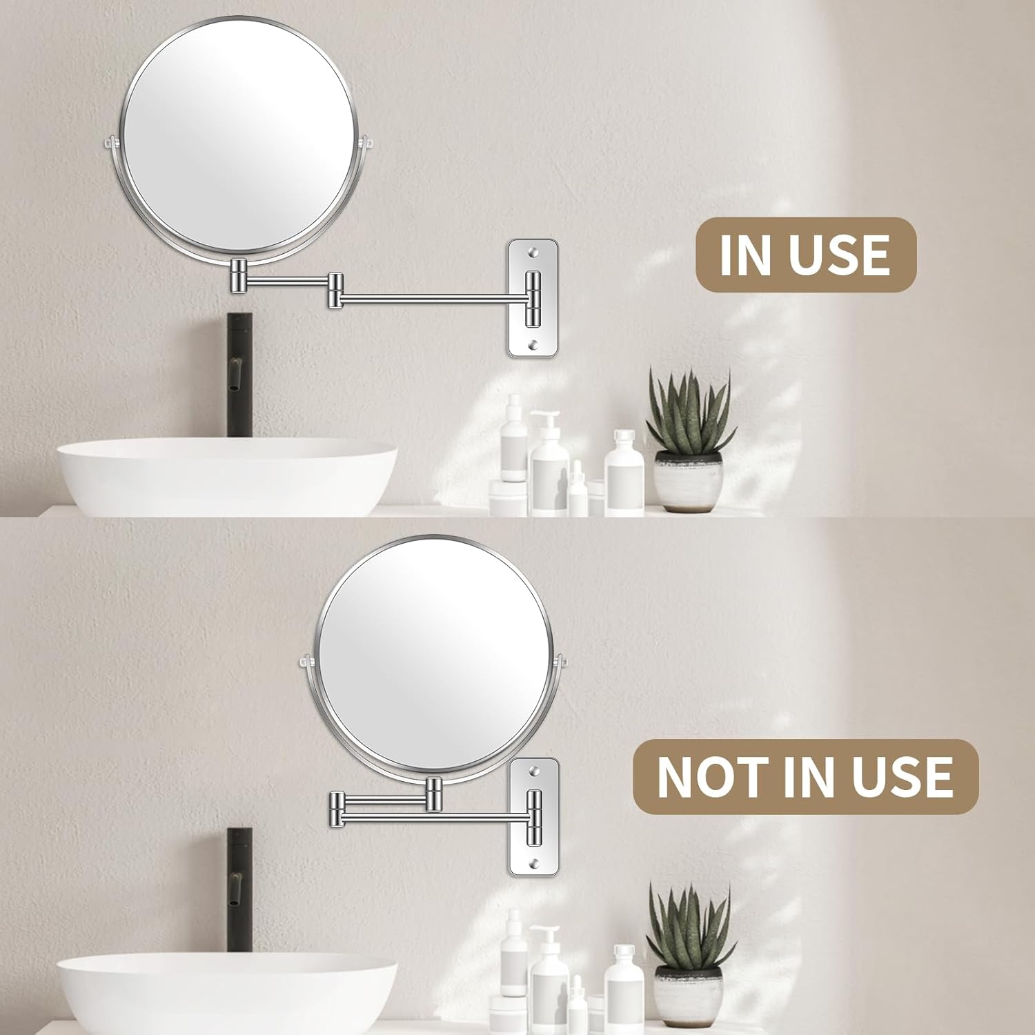BTremyr 9-Inch Large Wall-Mounted Double-Sided 7X Magnifying Mirror