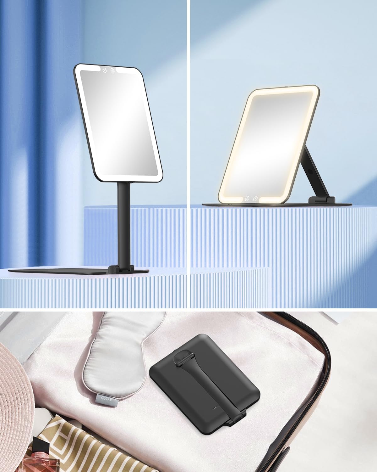 Gospire Compact 10x Makeup Mirror with LED Lights Stand